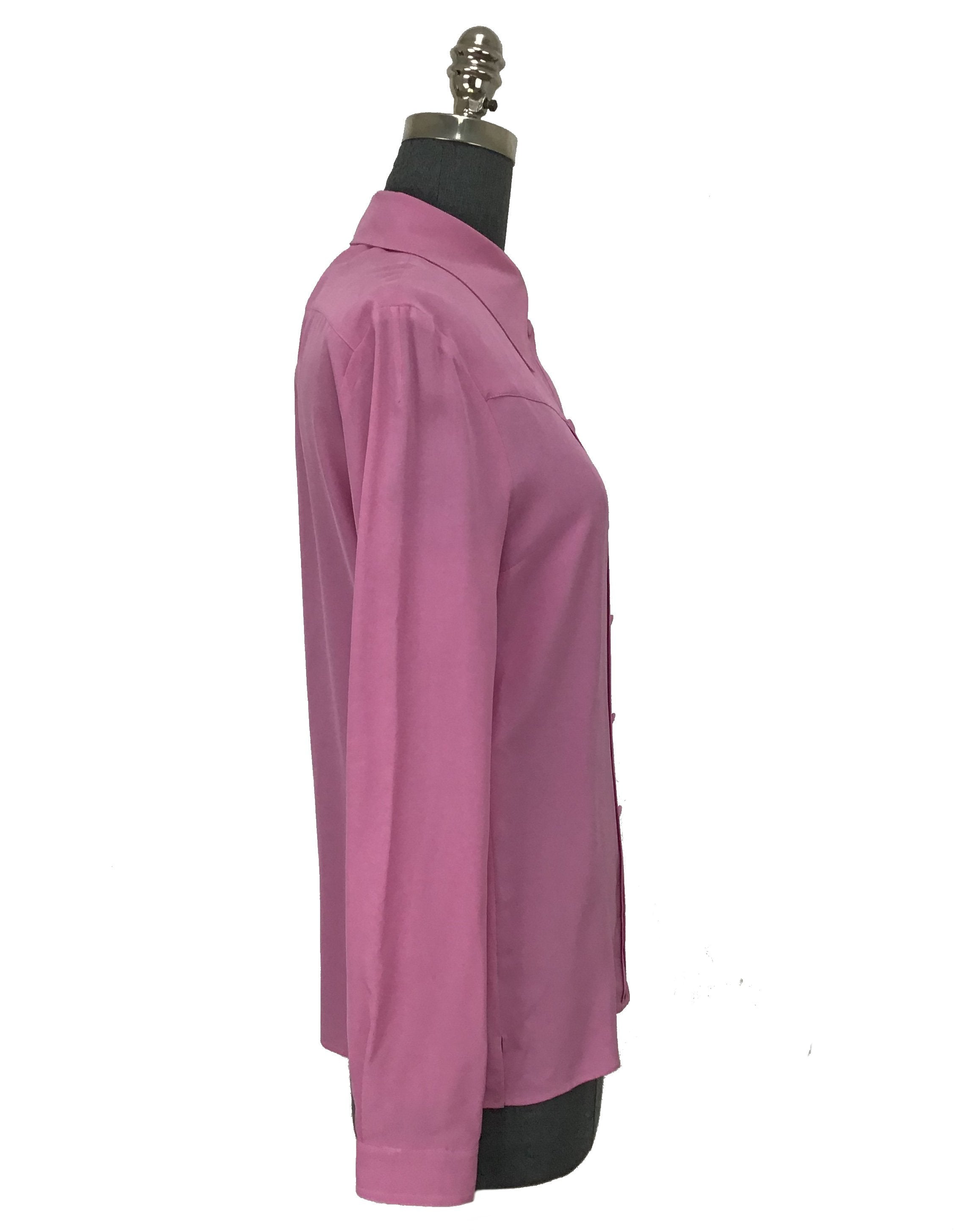 Gucci Pleated Placket Silk Crepe De Chine Blouse for Women - Size M - Luxury Silk Shirt for Office, Party & Special Occasions