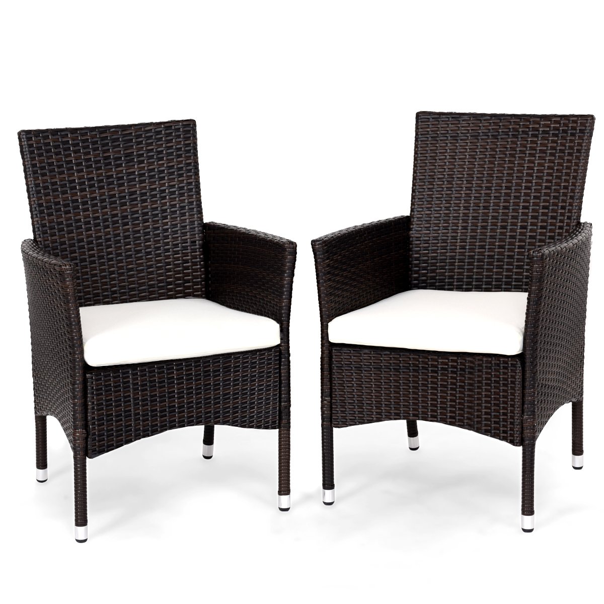 Casart Set of 2 Patio Chairs - Outdoor Wicker Chairs with Removable Cushions, Weather-Resistant Garden Furniture for Porch, Poolside, and Backyard Relaxation