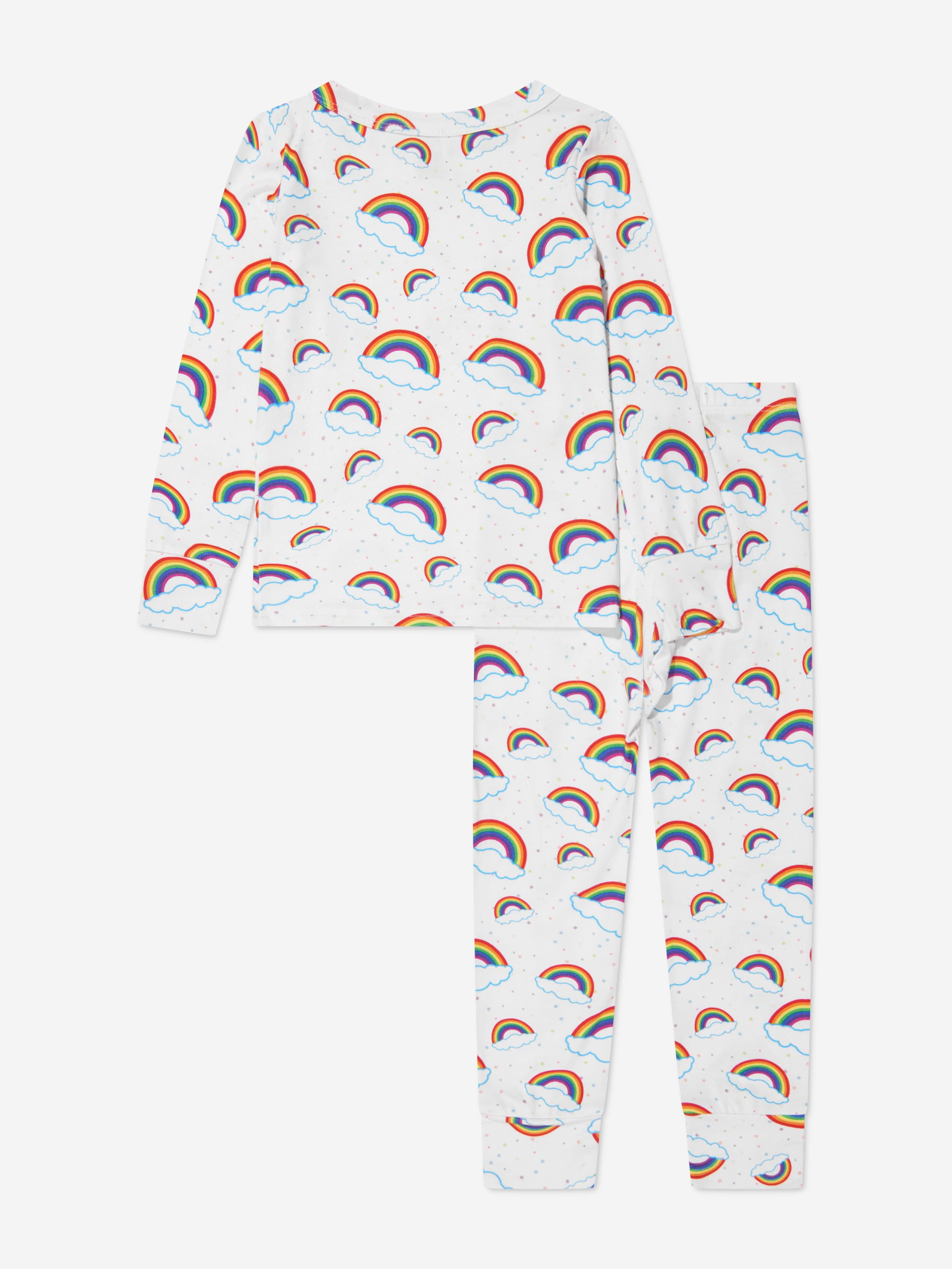 AY by AYLA Girls Rainbow Pyjamas Set - Soft Cotton Pajama Set for Kids & Toddlers - Colorful Striped Sleepwear for Girls - Perfect for Sleepovers, Birthday Gifts & Cozy Nights