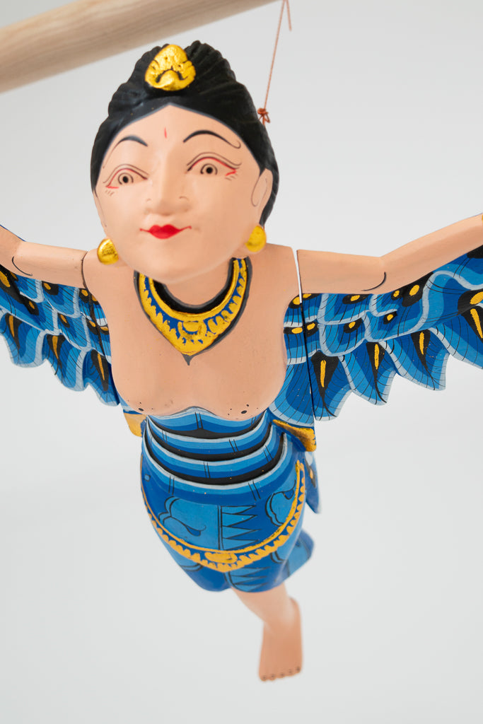 Blue Dewi Sri Goddess Flying Angel Hand Painted Sculpture - Handcrafted Hindu Statue for Home Altar, Yoga Studio Decor & Spiritual Gift