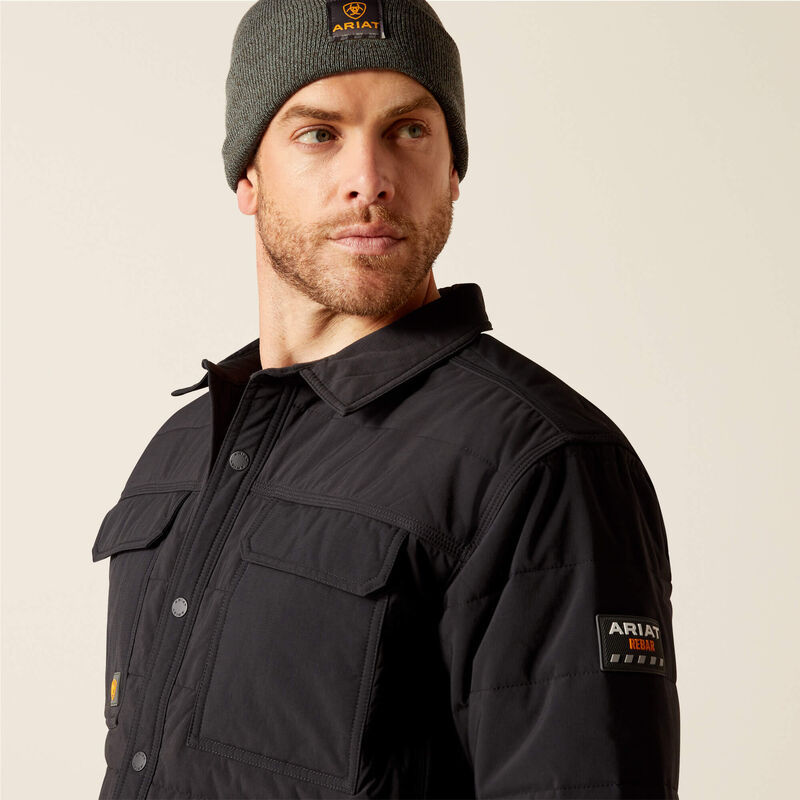 Rebar Cordura Ripstop Insulated Shirt Jacket - Black | Waterproof & Windproof Outdoor Workwear for Hiking, Camping & Construction