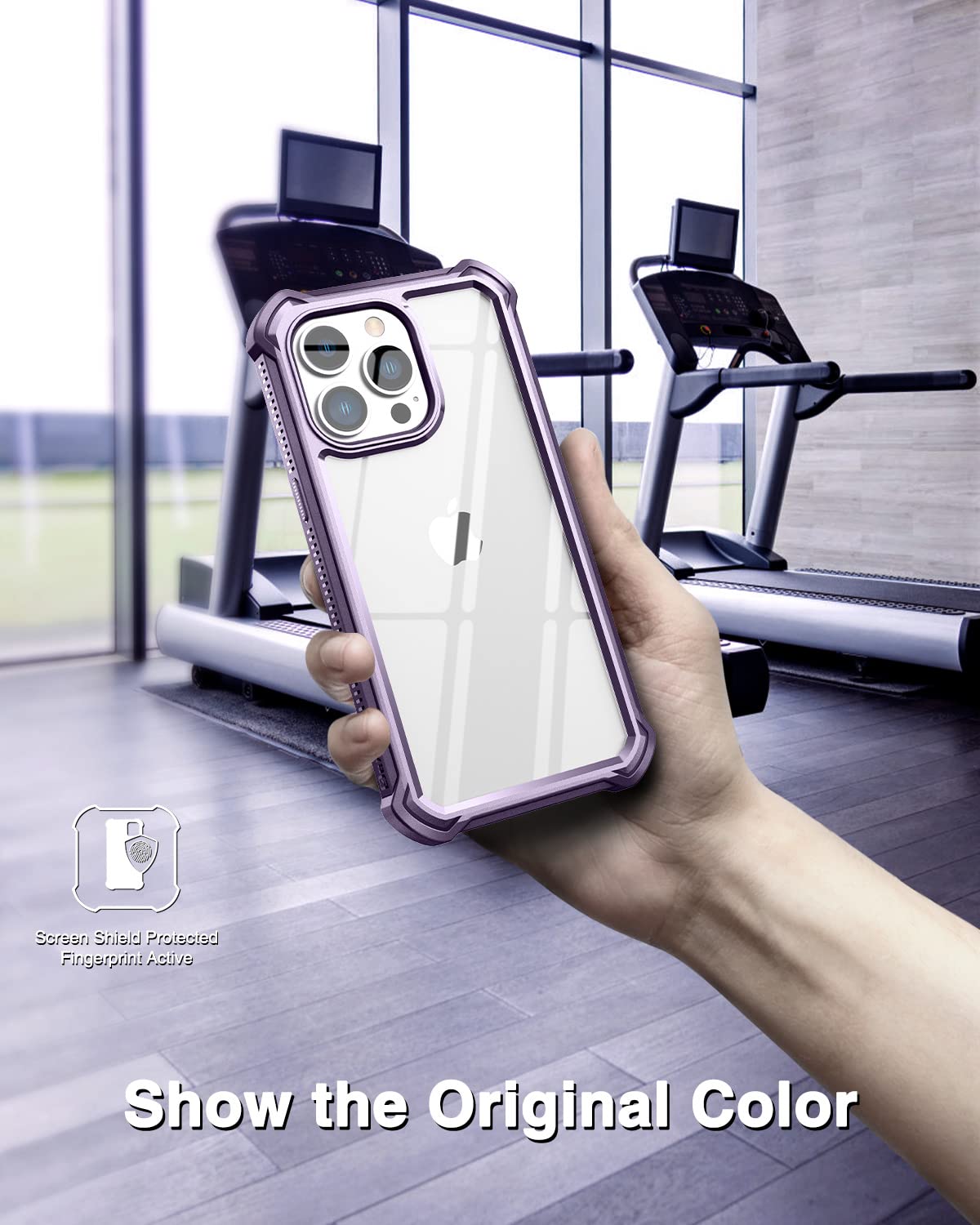Dexnor iPhone 13 Pro Max Case (6.7 inch) - Clear Rugged 360 Full Body Protective Cover with Built-in Screen Protector | Shockproof Heavy Duty Bumper Case | Perfect for Outdoor Activities, Work & Travel (Purple)