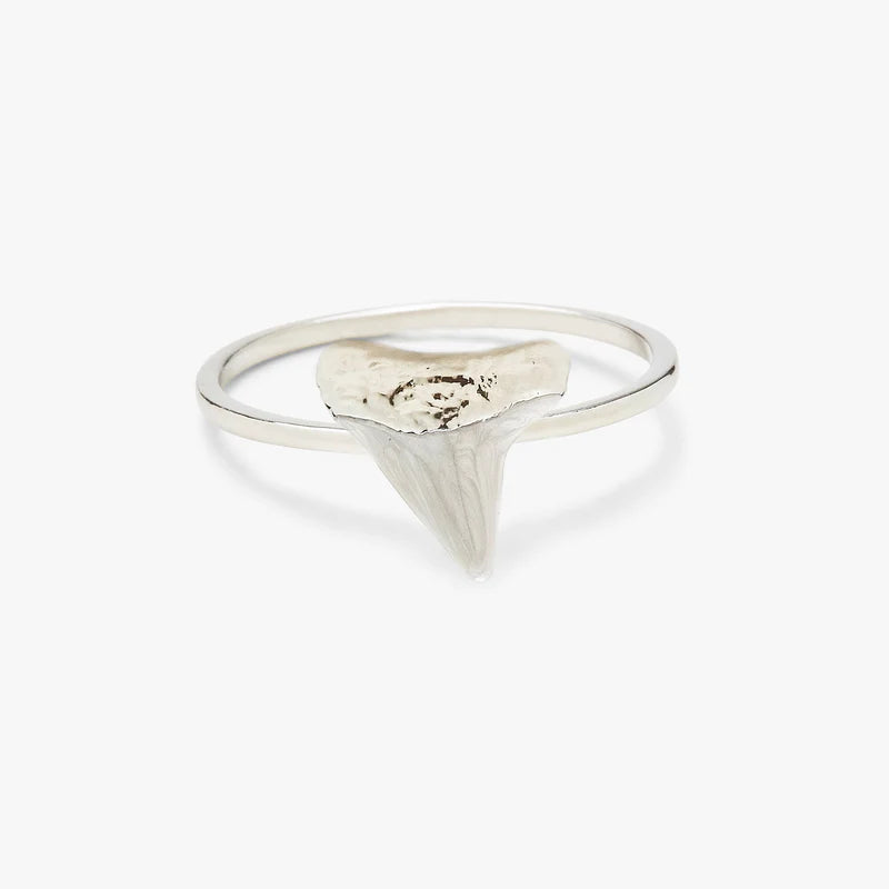 Stone Shark Tooth Ring for Men - Handmade Adjustable Stainless Steel Jewelry - Perfect for Beach Parties, Gifts, and Outdoor Adventures