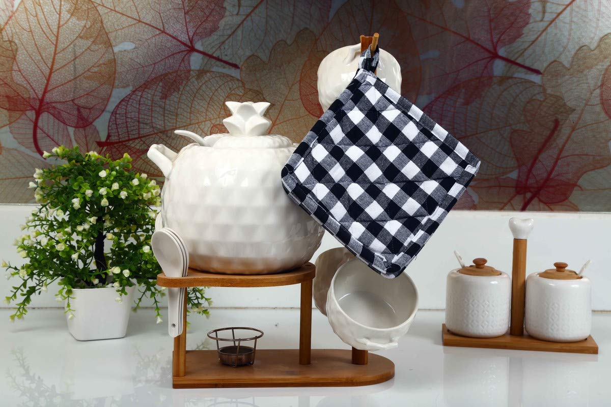 Heat Resistant Pot Holders - 100% Cotton Kitchen Hot Pads (9