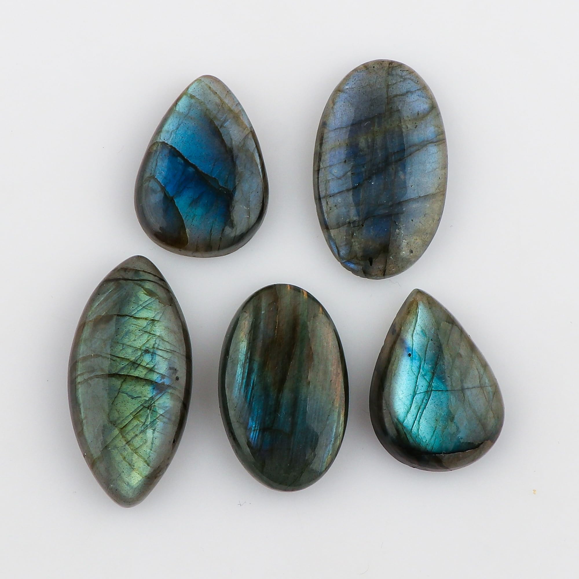 5pcs Natural Labradorite Cabochons for Jewelry Making & Healing
