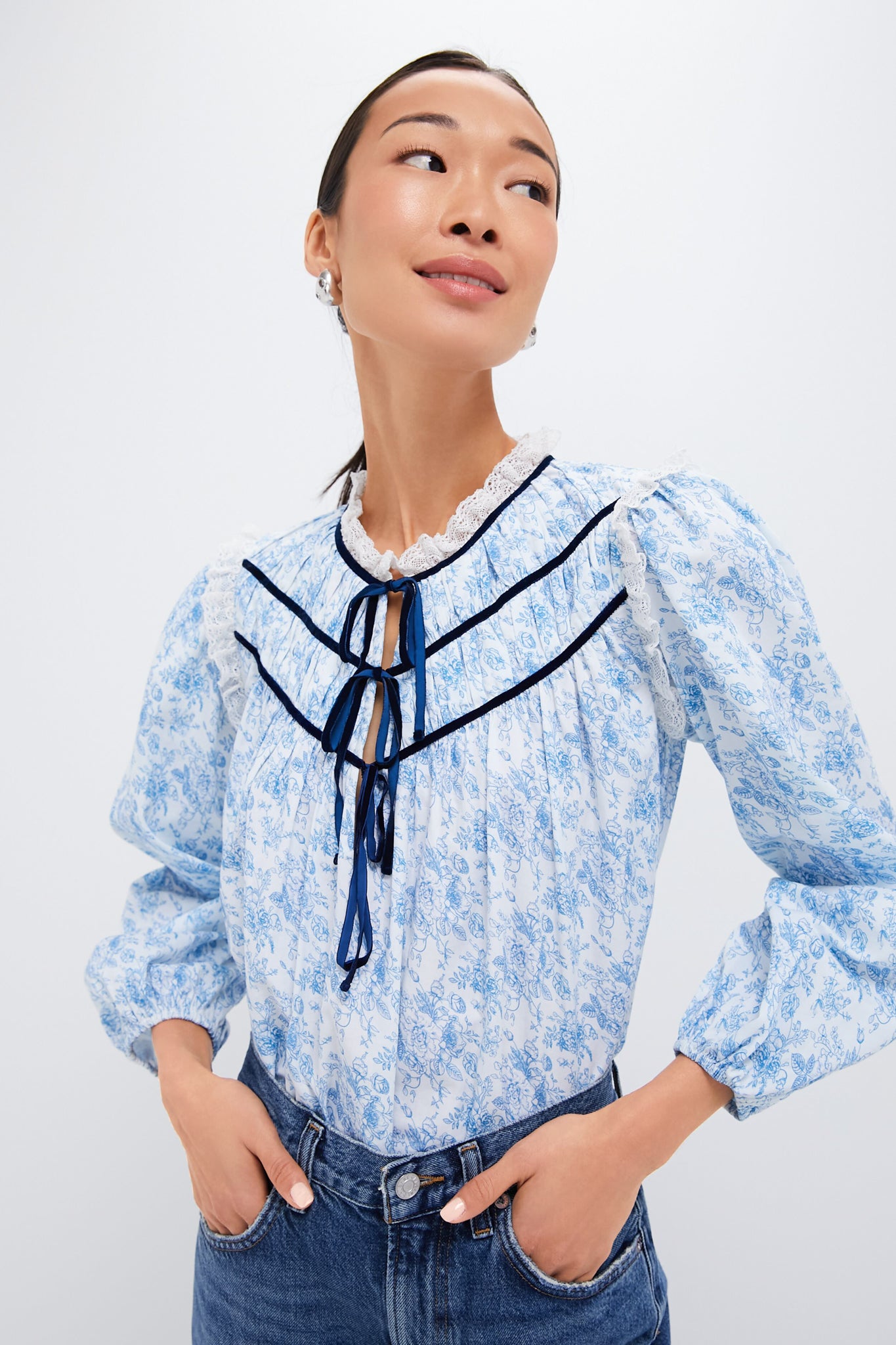 Blue Rose Colette Top - Women's Floral Print Blouse for Casual & Party Wear | Elegant Summer Tops for Date Night & Office Outfits