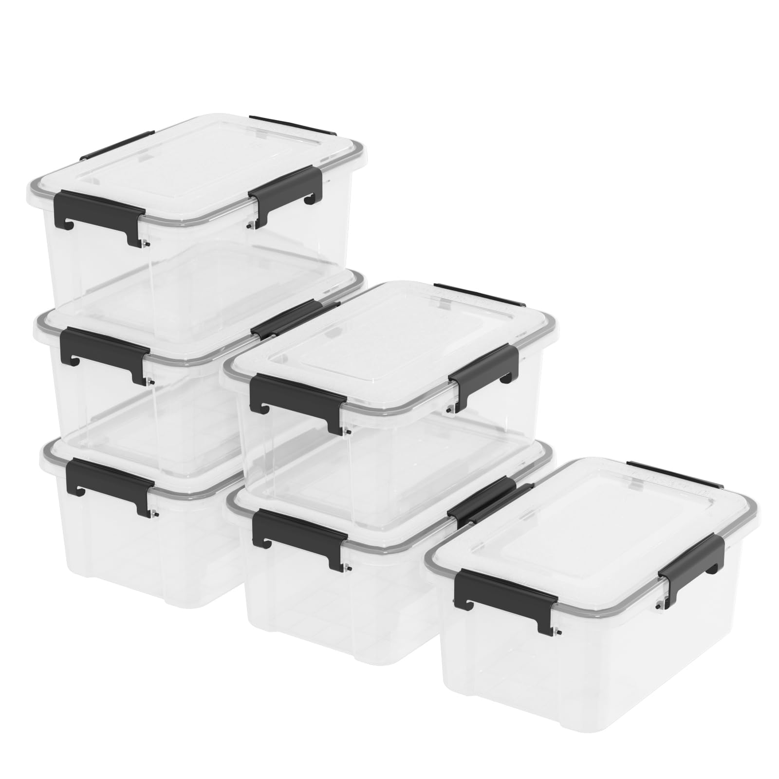 12 Quart Clear Plastic Storage Box with Latching Lid - 6 Pack for Home Organization, Kitchen Pantry, Office Supplies & Craft Storage
