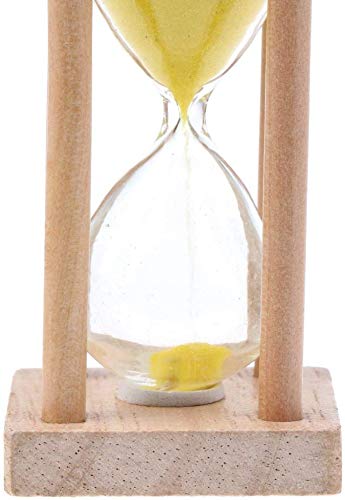 5 Minute Wooden Sandglass Hourglass - Kitchen Timer, Egg Timer, Decorative Clock - Perfect for Cooking, Baking, Games & Home Office Decor (Yellow)