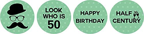 50th Birthday Stickers - 190pcs Mint Chocolate Candy Labels for Party Decor