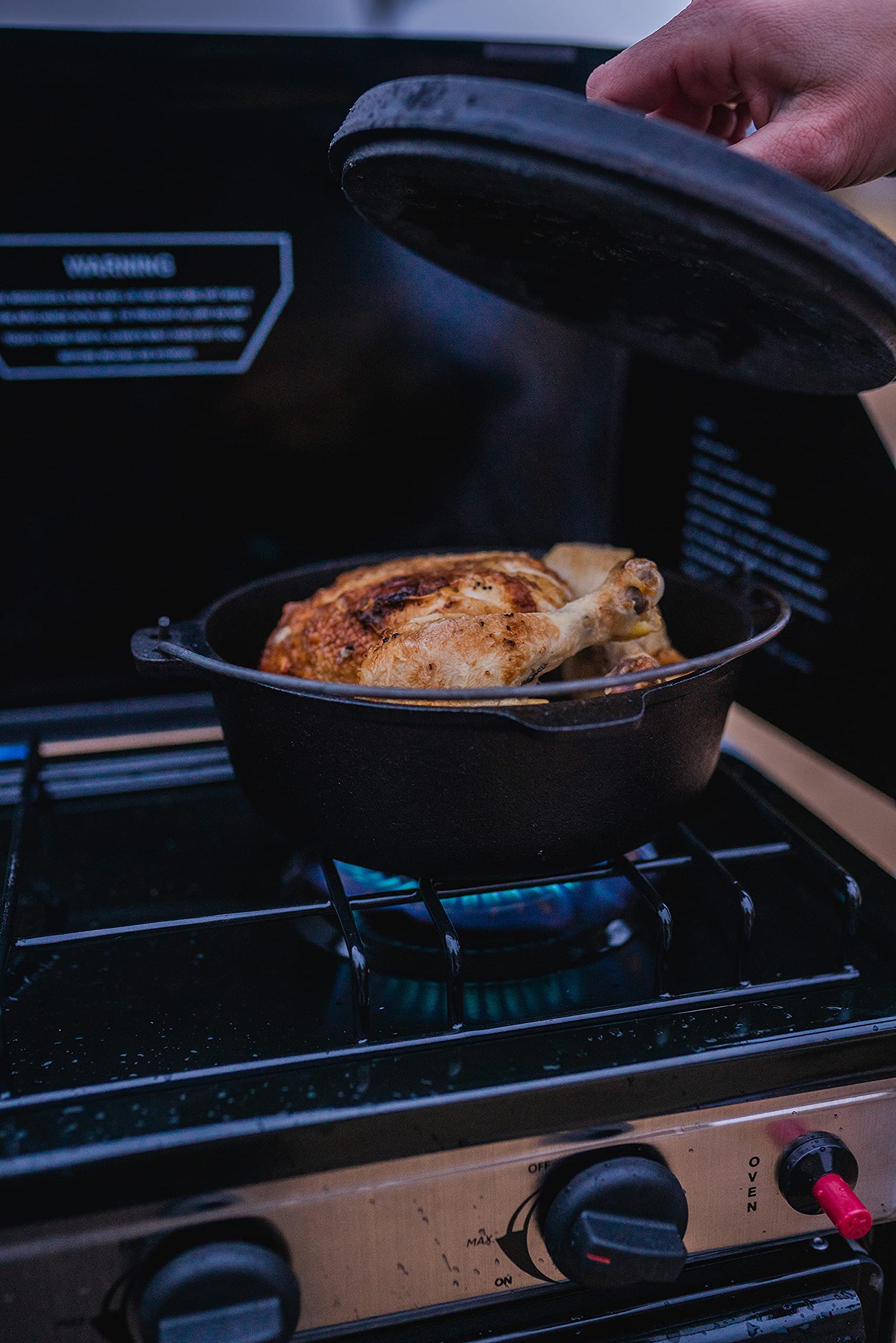 Stansport Pre-Seasoned Cast Iron Dutch Oven - 5 Quart Enameled Camping Cookware for Outdoor Cooking, Baking, Stewing & Campfire Meals - Perfect for Camping, Backpacking & Home Kitchen Use