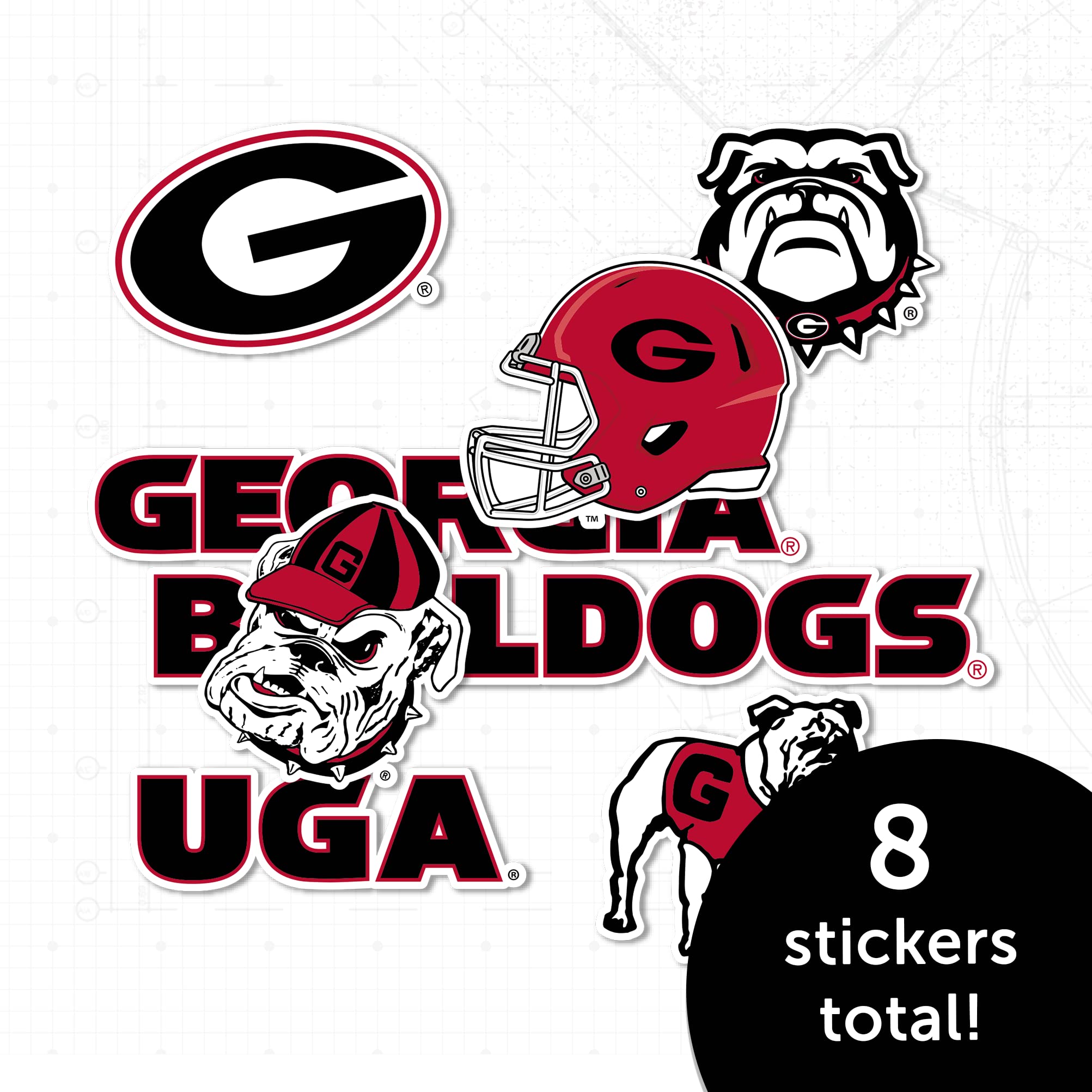 UGA Bulldogs Stickers - Vinyl Decals for Laptop, Water Bottle, Car & Scrapbook | University of Georgia Dawgs Cactus Design | Perfect for Game Day, School Spirit & College Decor