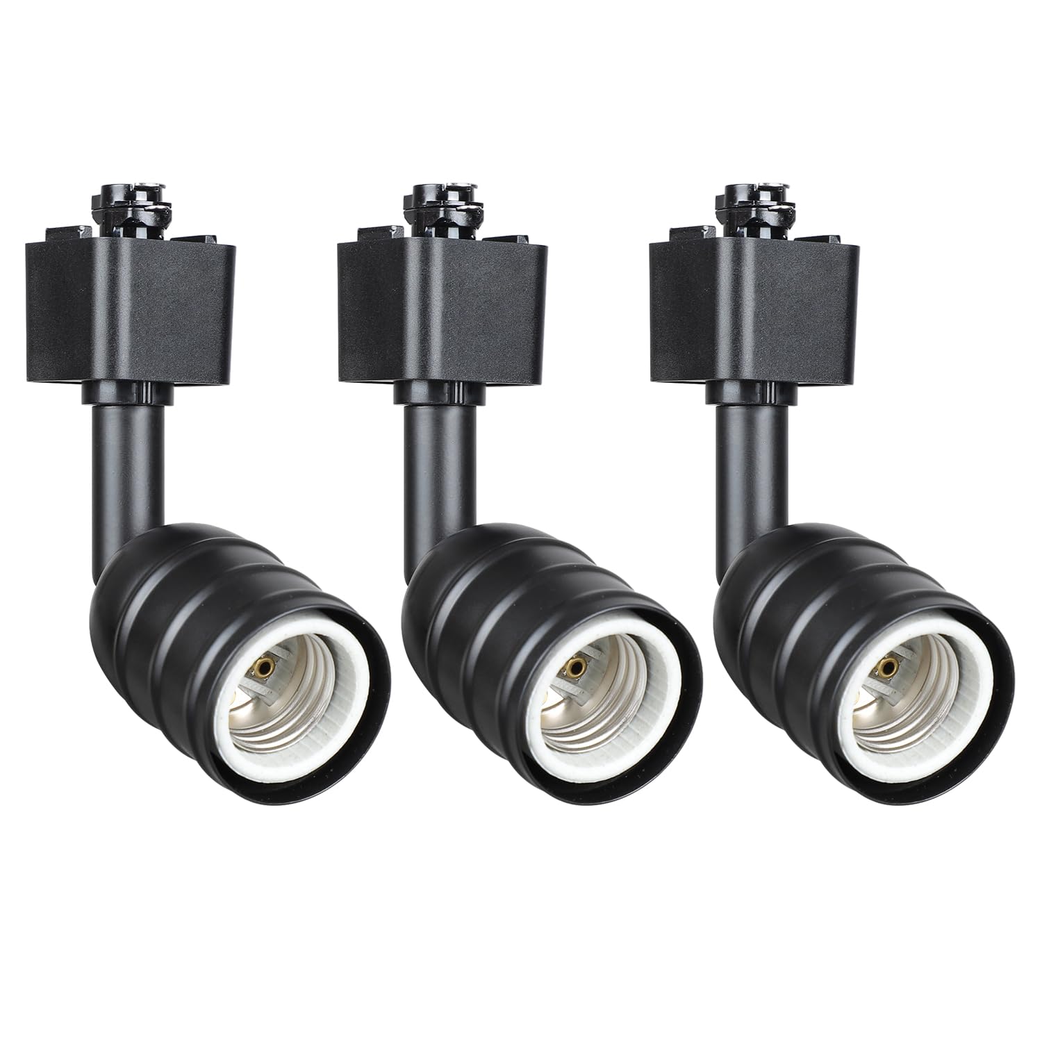 3 Pack Adjustable Rotatable H Track Lighting Heads with E26 Base - White Halo Track Light Fixtures for Kitchen, Living Room & Retail Display (Indoor Use)