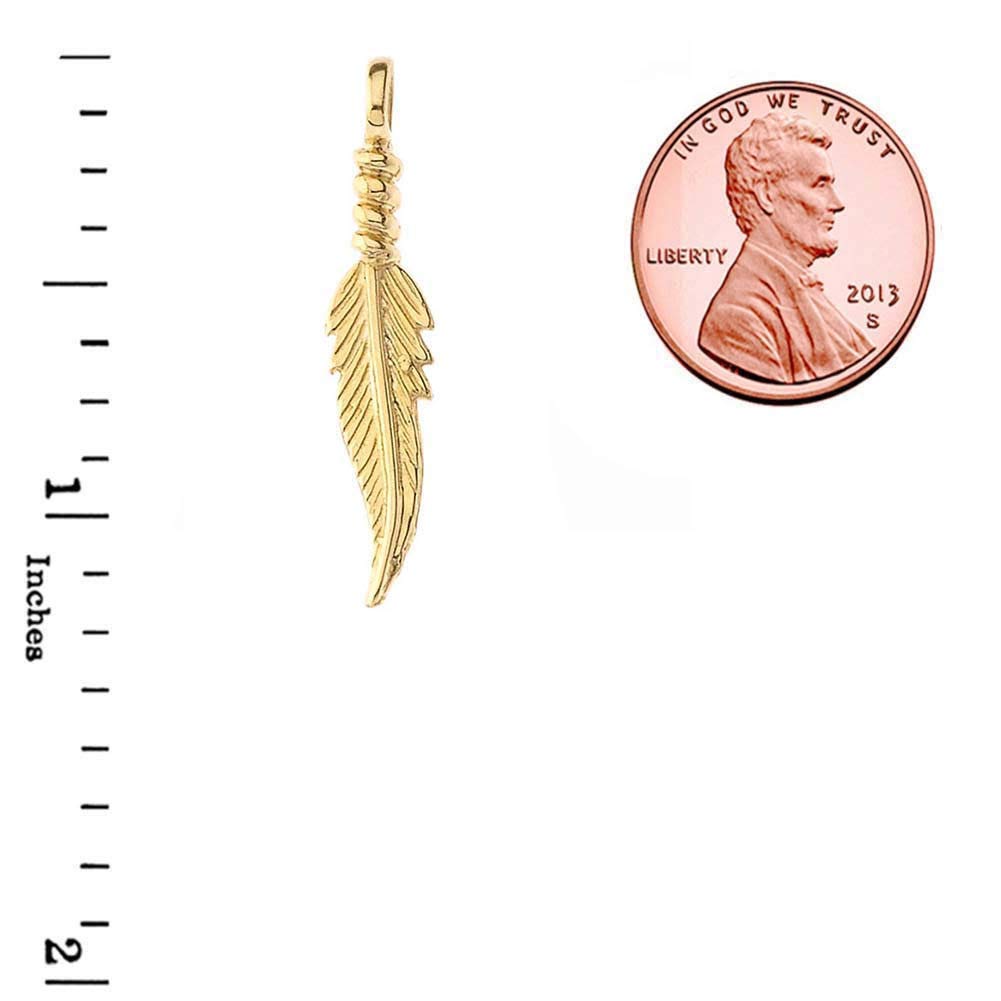 14k Gold Feather Pendant Necklace - Elegant Gift for Her
