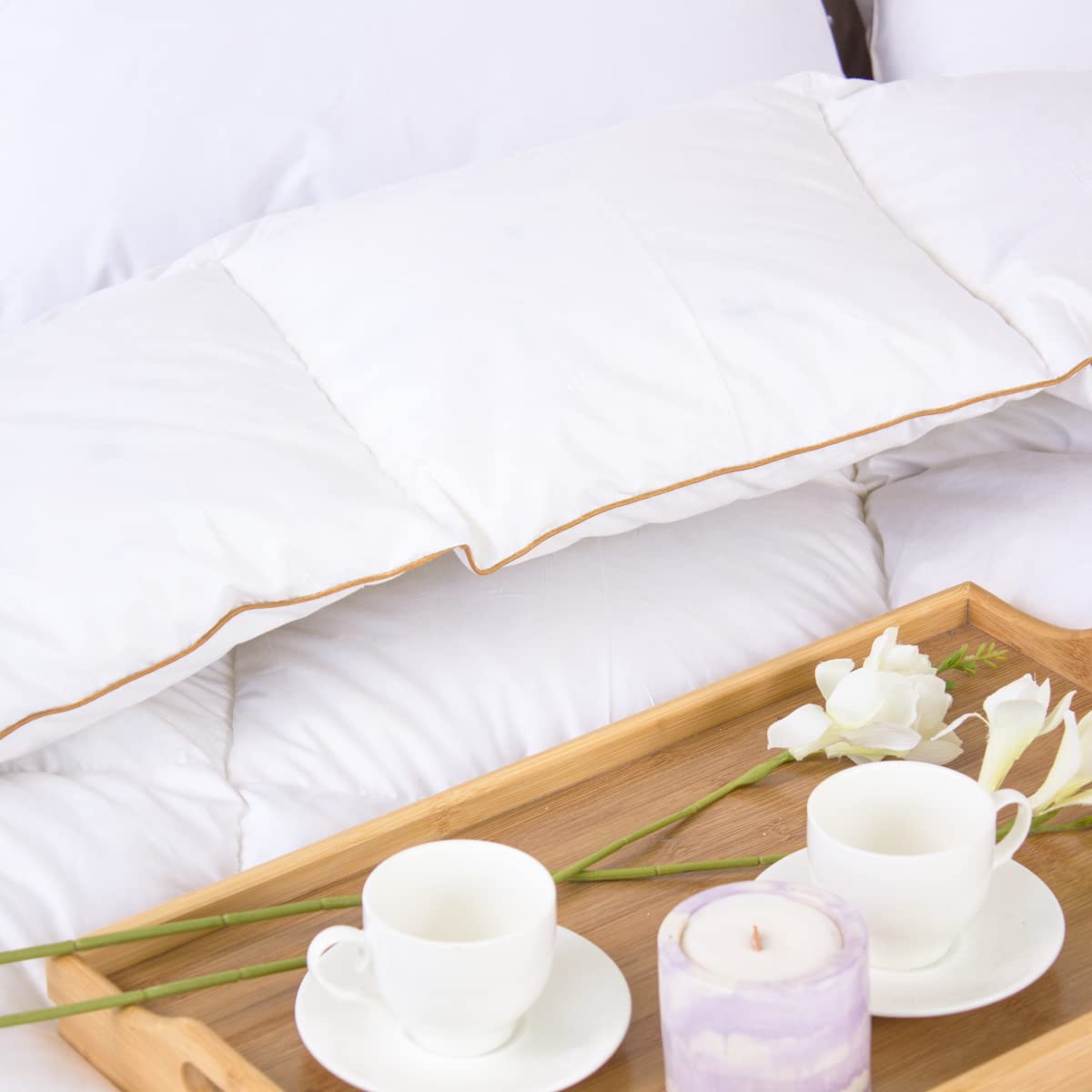 Premium White Feather Goose Down Comforter - 750 Fill Power, 2350g, 100% Natural Cotton Cover, Twin Size (White) - Ultra Warm Winter Bedding for Cozy Nights & Luxury Hotel-Style Comfort