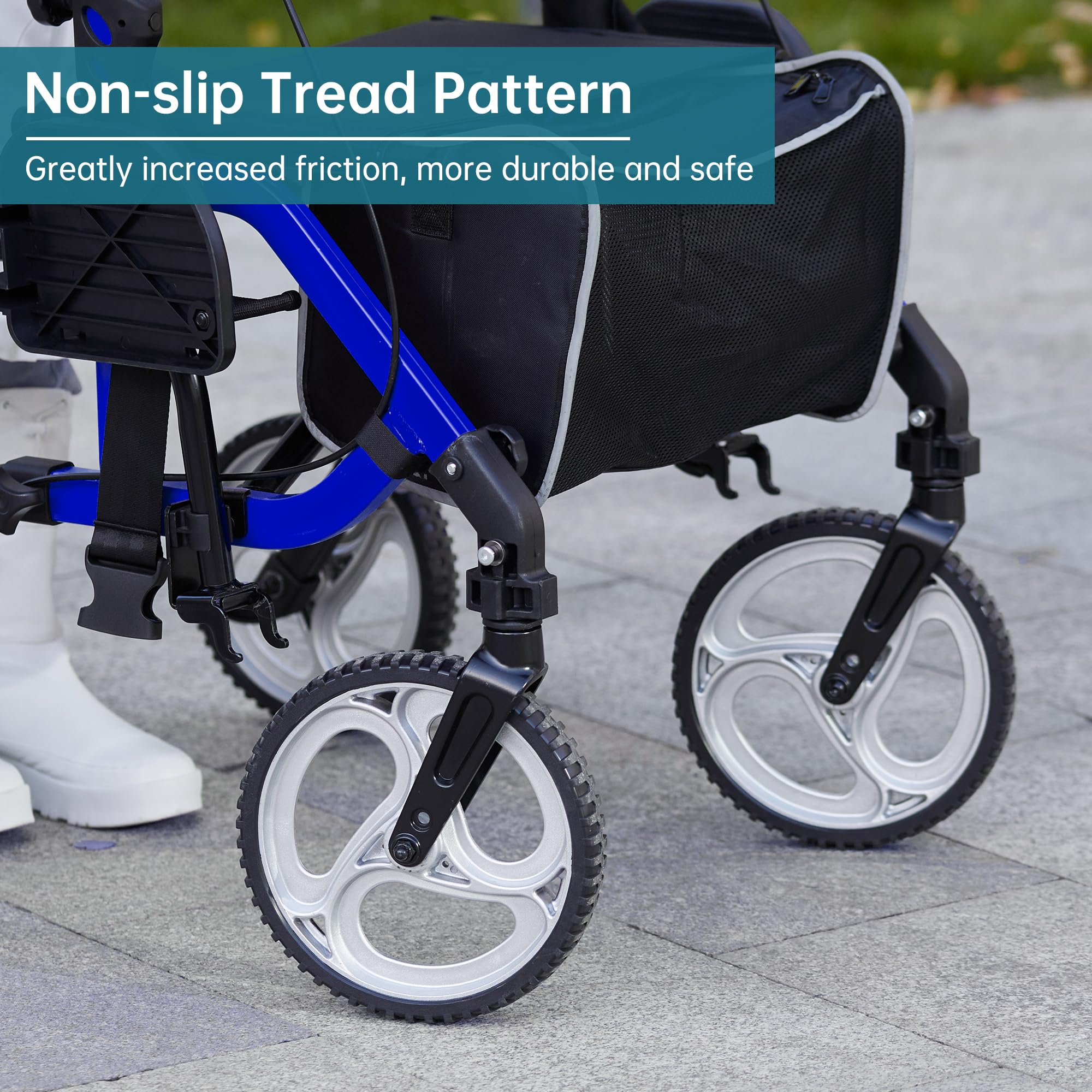 ELENKER 2 in 1 Rollator Walker & Transport Chair - Folding Wheelchair with 10