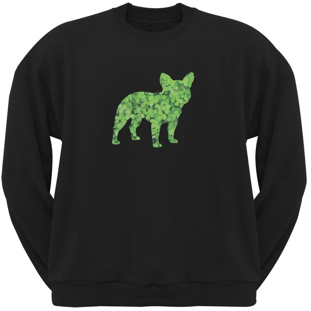 French Bulldog Shamrock Black Adult Sweatshirt - St. Patrick's Day Dog Lover Apparel for Men & Women | Casual Wear, Holiday Party, Pet Owner Gift