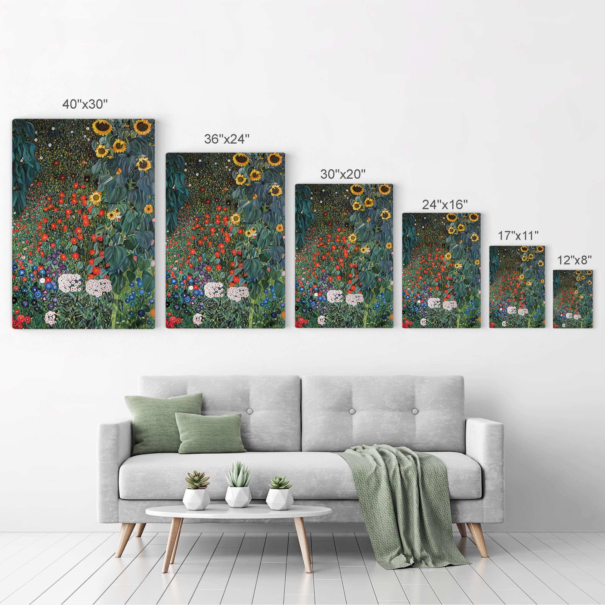 Gustav Klimt Country Garden with Sunflowers Metal Print Wall Art - Famous Oil Painting Reproduction - Modern Home Decor - Ready to Hang (30x20 Inches) - Perfect for Living Room, Bedroom & Office Decor - Made in USA