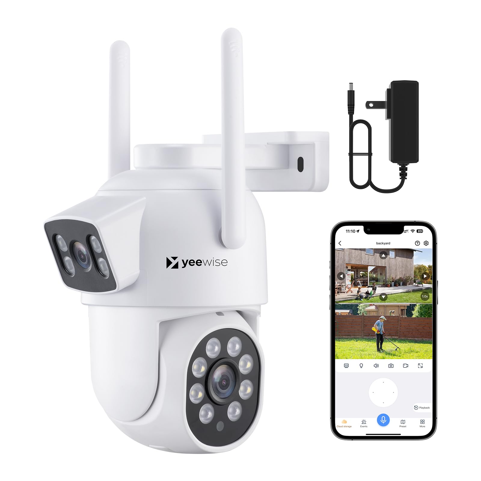 Dual Lens WiFi Security Camera with AI Tracking - WiFi 6 Outdoor PTZ Camera, 360° Panoramic View, 5GHz/2.4GHz Dual Band, Easy Bluetooth Setup, Plug-in Power - Ideal for Home Security, Baby Monitoring & Business Surveillance