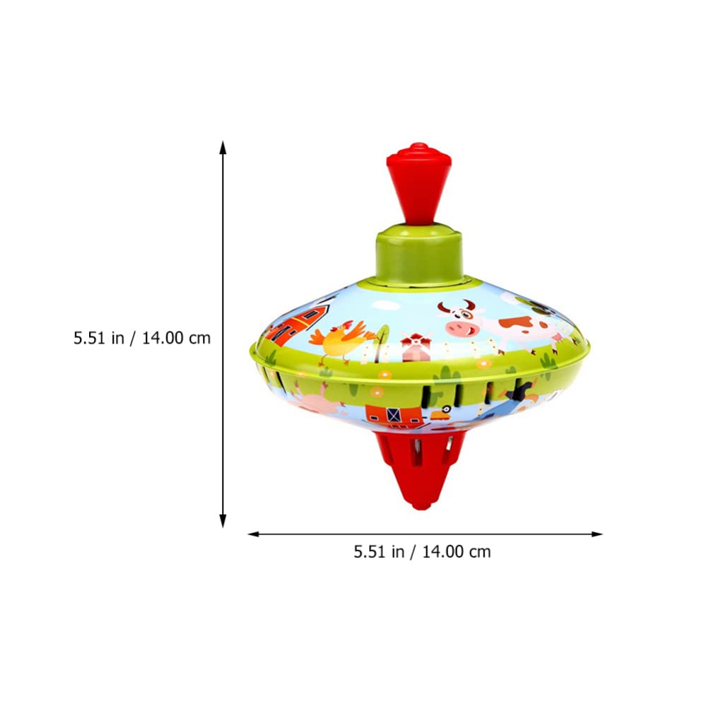 STOBOK Cartoon Animal Printed Metal Spinning Top Toy - High Balance Gyroscope for Kids, Educational STEM Toy, Party Favor & Kindergarten Learning Tool (Green) - Perfect for Birthday Gifts, Classroom Activities & Fun Family Game Time