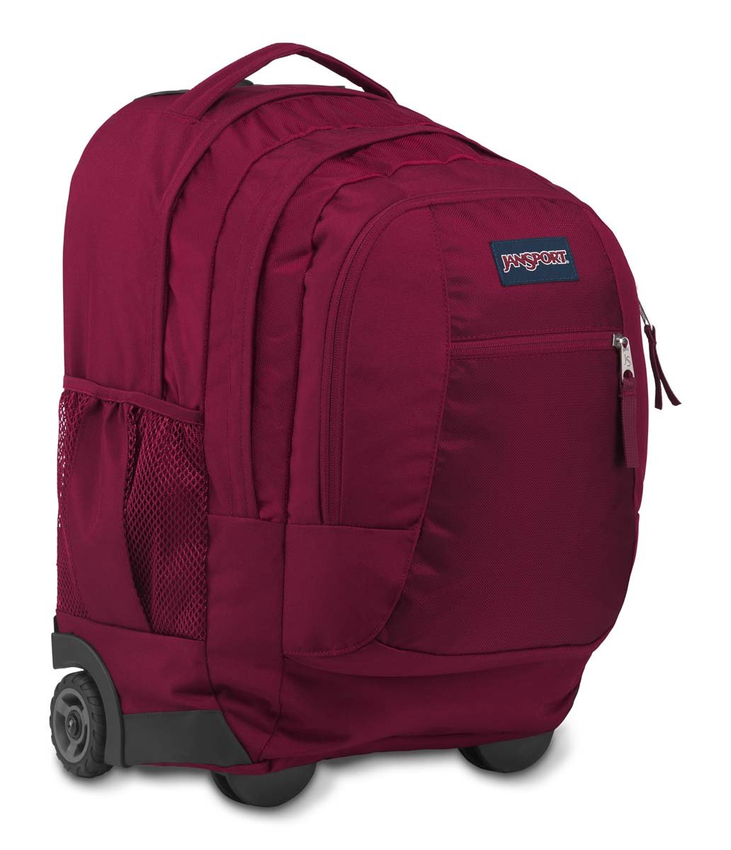 JanSport Driver 8 Wheeled Backpack - Durable Rolling Backpack for School & Travel, Russet Red - Perfect for Students, Commuters & Business Trips
