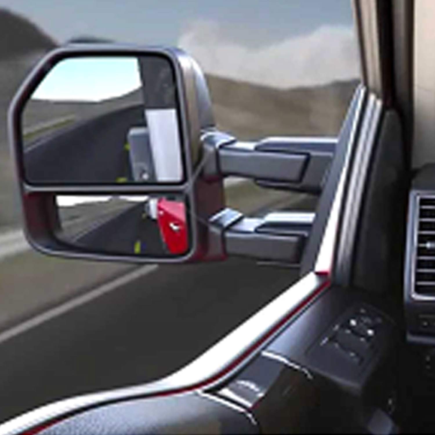 WLLW Power Heated Towing Mirrors with Turn Signal Light for Ford F150 (2015-2020) - Black Housing | Enhanced Visibility & Safety for Pickup Trucks