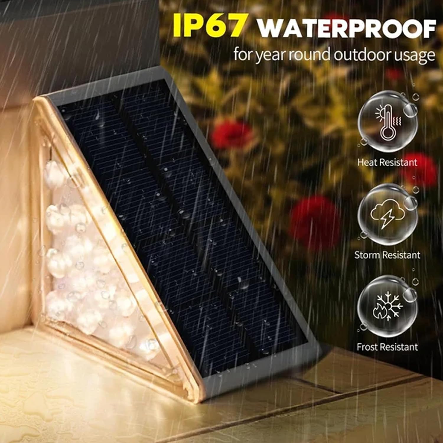 Solar LED Step Lights Outdoor Waterproof - 8 Pack Warm White Deck Stair Lights for Patio, Yard, Porch, Front Door, Sidewalk - Perfect for Home Exterior, Garden Pathway & Nighttime Safety Lighting