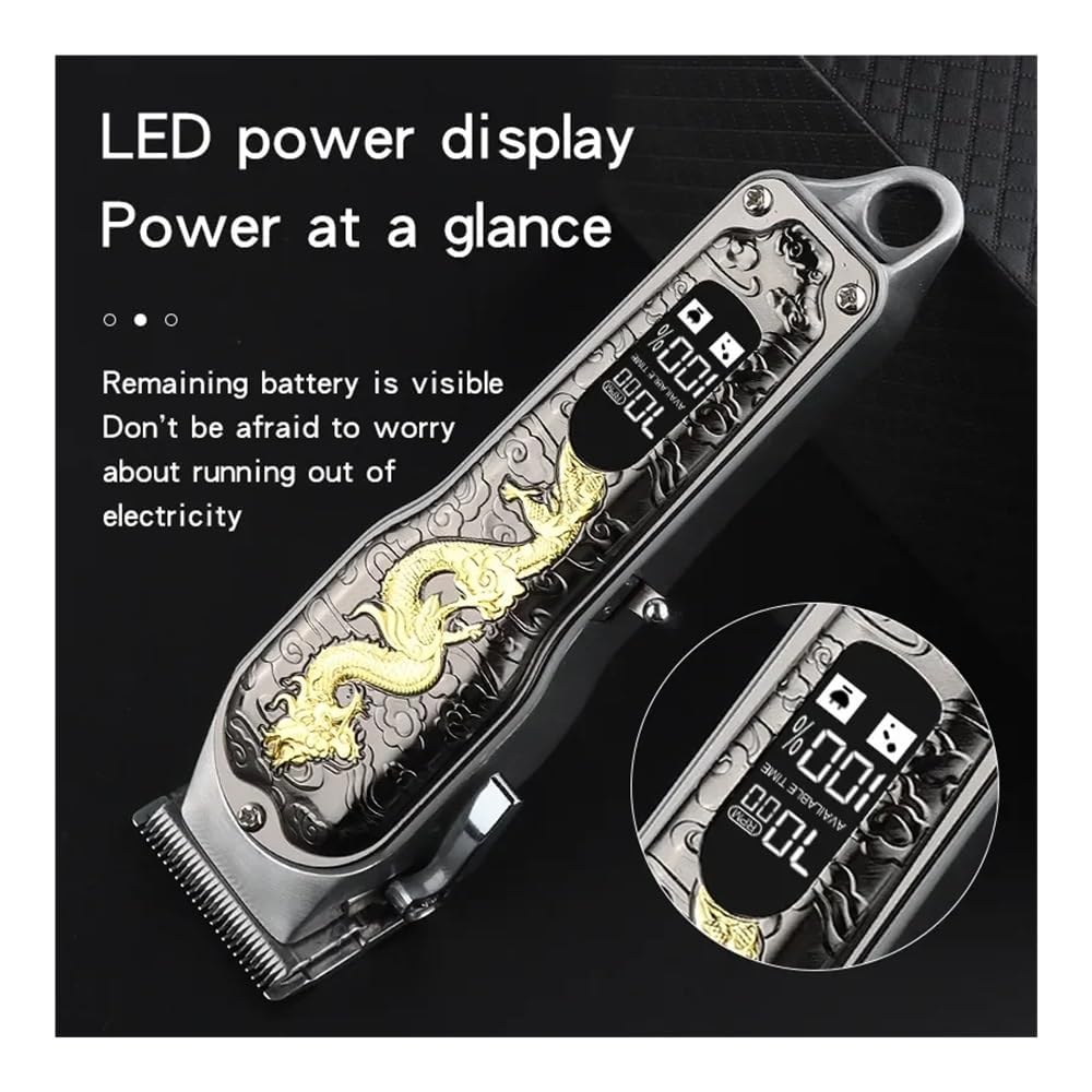 Professional HI-203A Dragon Pattern Electric Hair Clipper - USB Rechargeable Hair Trimmer for Men & Women - Home Barber Styling Tool for Precise Cutting & Grooming - Perfect for DIY Haircuts, Beard Trimming, and Pet Grooming