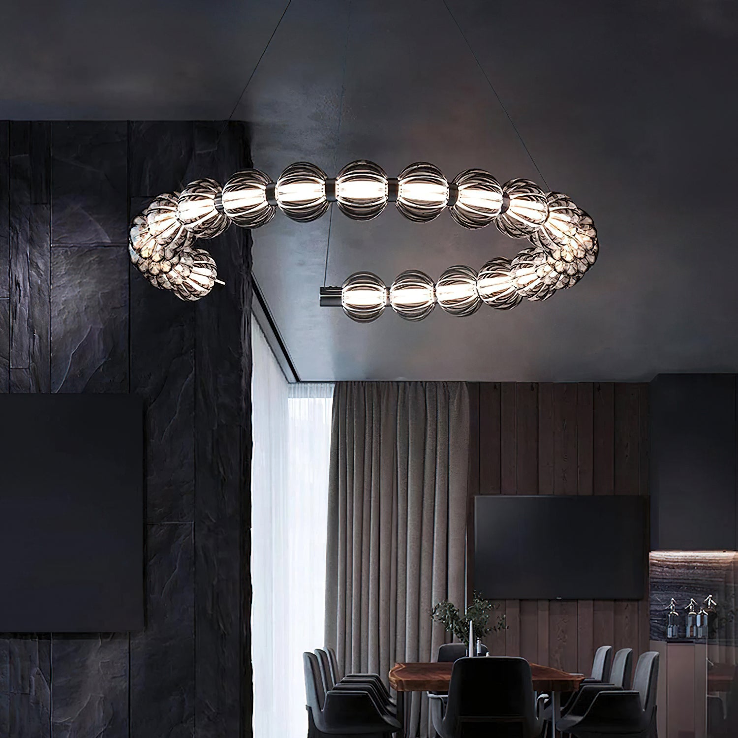 Elegant Circular Ring Pearl Chandelier - Modern Crystal Ceiling Light Fixture for Dining Room, Bedroom, or Living Room Decor