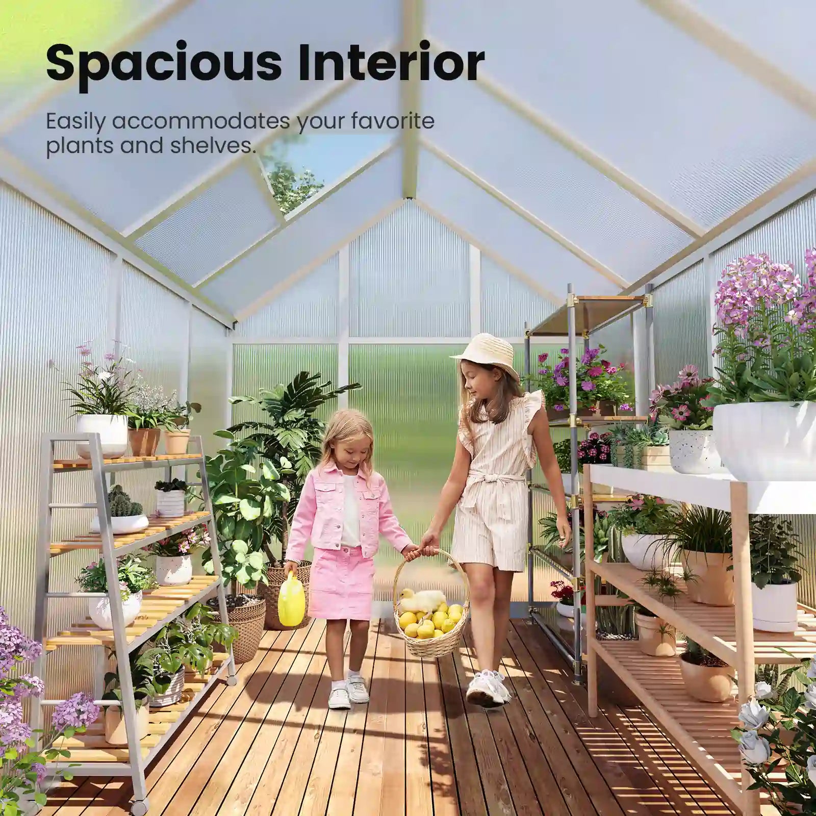 Premium Walk-in Polycarbonate Greenhouse Kit - 6'x8' Sturdy & Weatherproof Backyard Garden Greenhouse for Year-Round Planting | Perfect for Vegetables, Flowers & Seed Starting