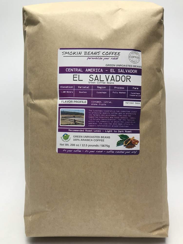 12.5-Pound Unroasted Green Arabica Coffee Beans from El Salvador - Fresh Specialty Grade Current Crop for Home Roasting - Perfect for Espresso, French Press & Cold Brew at Home