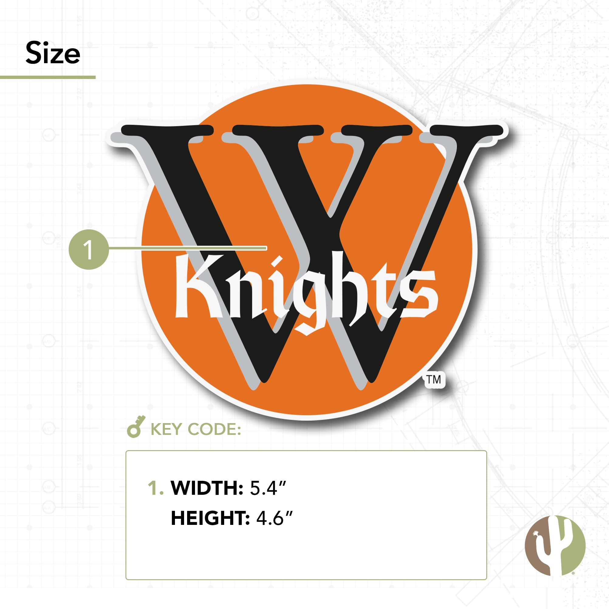 Desert Cactus Wartburg College Sticker - Vinyl Decal for Laptop, Water Bottle, Car & Scrapbook - Knights Themed Waterproof Decoration - Perfect for College Dorms, School Supplies & Fan Gifts (IND 00002A)