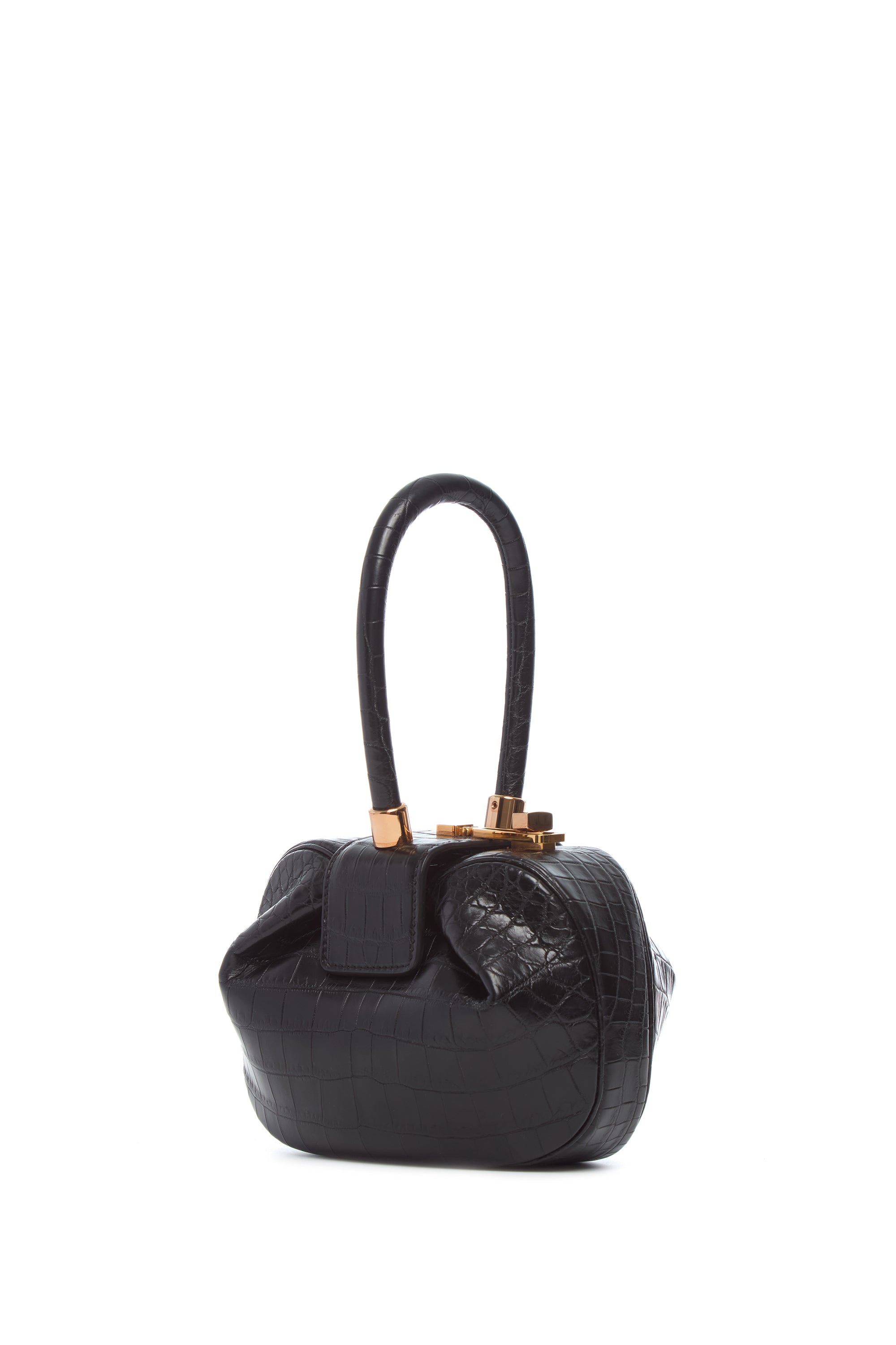 Luxury Black Crocodile Leather Demi Bag - Elegant Women's Handbag for Evening Parties, Date Nights & Special Occasions