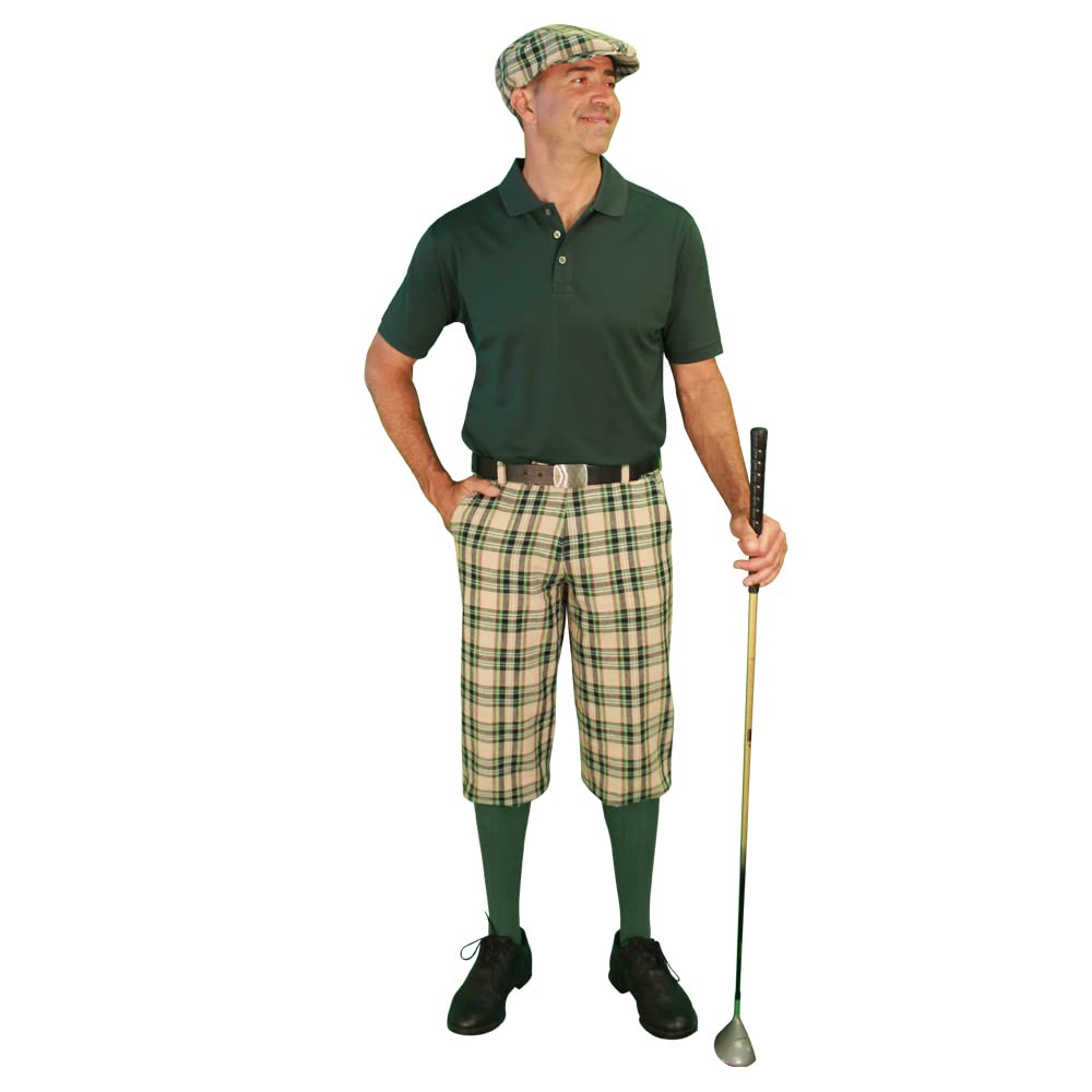 Men's Khaki Stewart Golf Outfits - Dark Green Performance Polo Shirt & Pants Set for Golfing & Casual Wear
