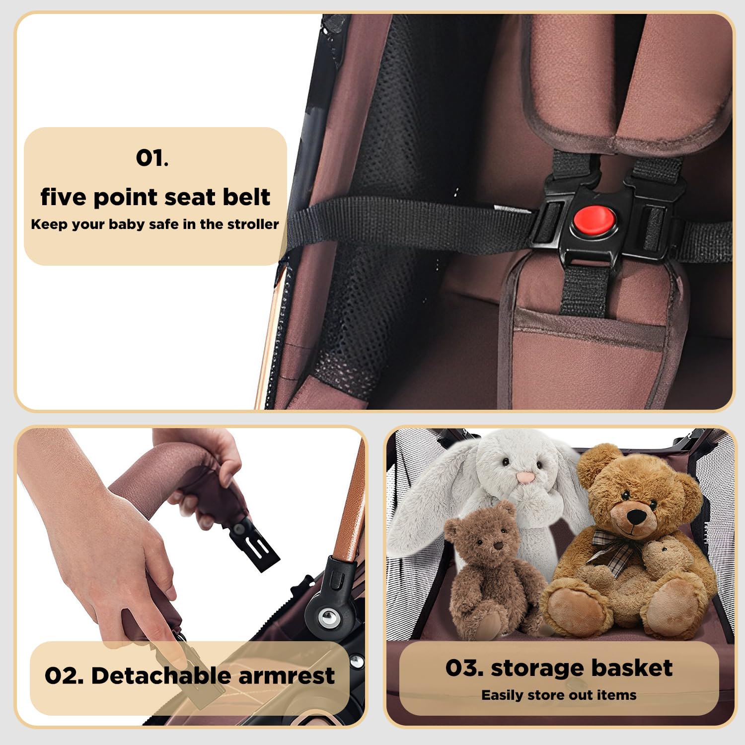 2 in 1 Convertible Baby Stroller & Bassinet - Reversible Newborn Pram with Adjustable Canopy | Foldable Lightweight Pushchair for Infants & Toddlers | Shock-Absorbent Wheels for Smooth Rides | Perfect for City Walks, Shopping & Travel