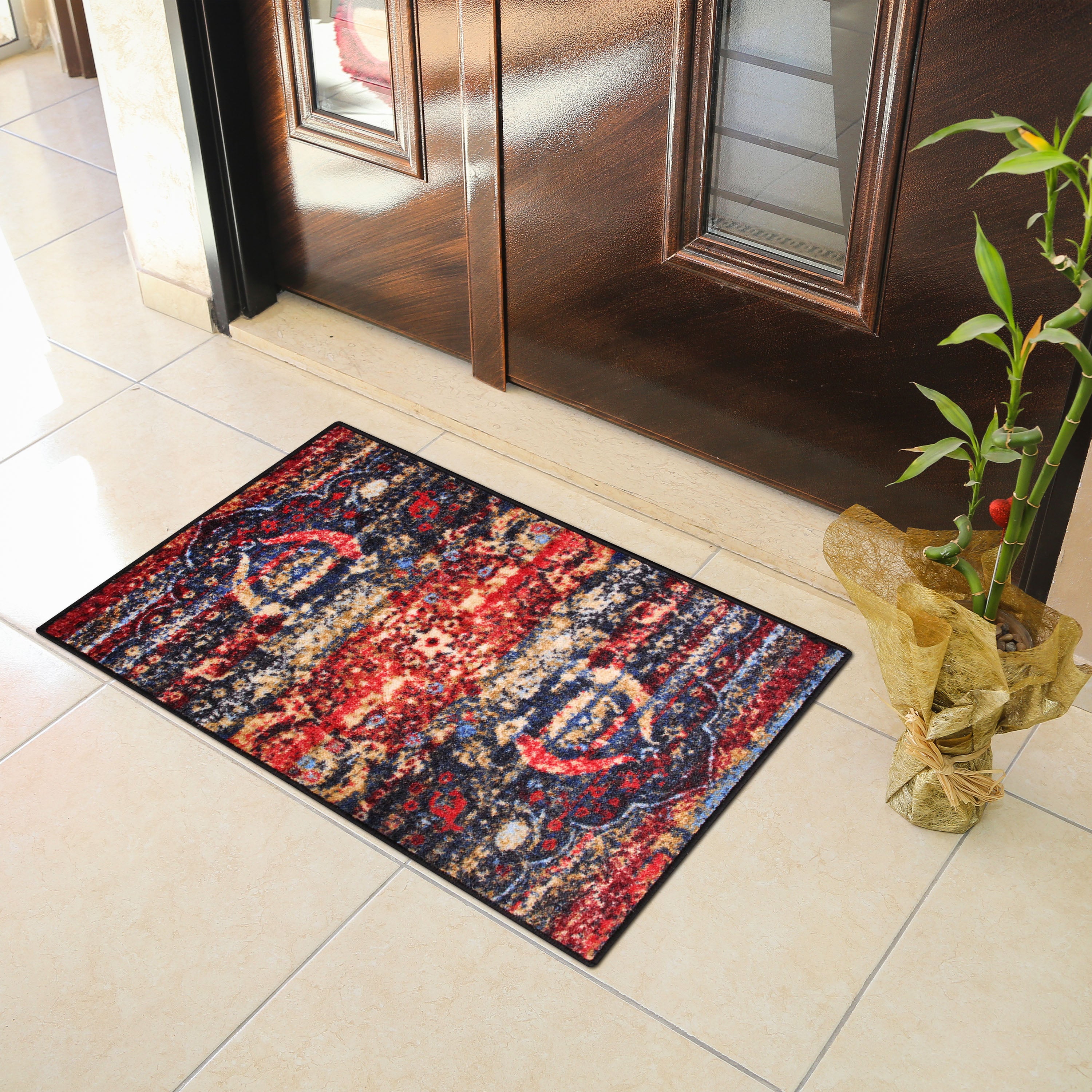 Oswell Medallion Non-Slip Washable Indoor Area Rug - Soft Living Room Carpet, Bedroom Runner, Kitchen Mat for Home Decor