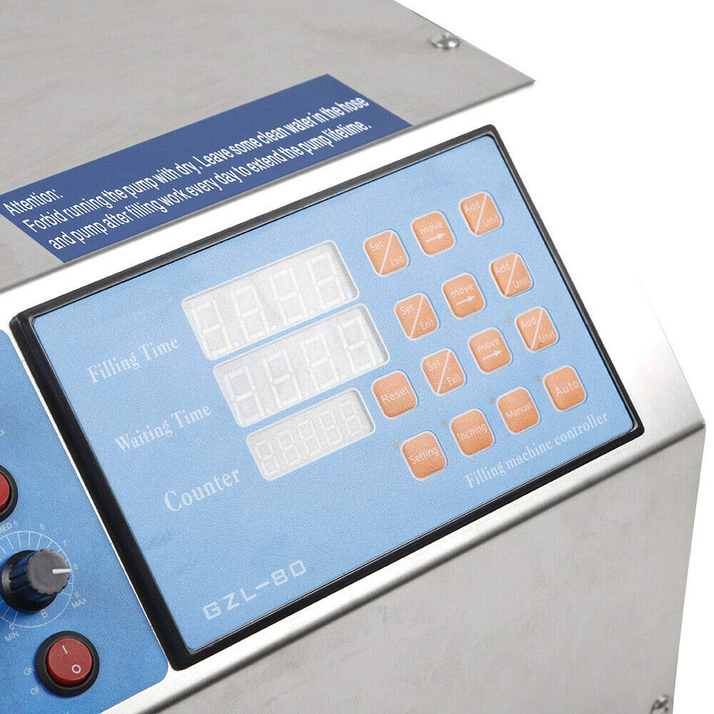 Stainless Steel Semi-Automatic Liquid Filling Machine for Water, Milk, Juice - 6 Head Bottle Filler with LCD Display & Diaphragm Pump | Perfect for Beverage Production, Home Brewing, and Small Business Packaging