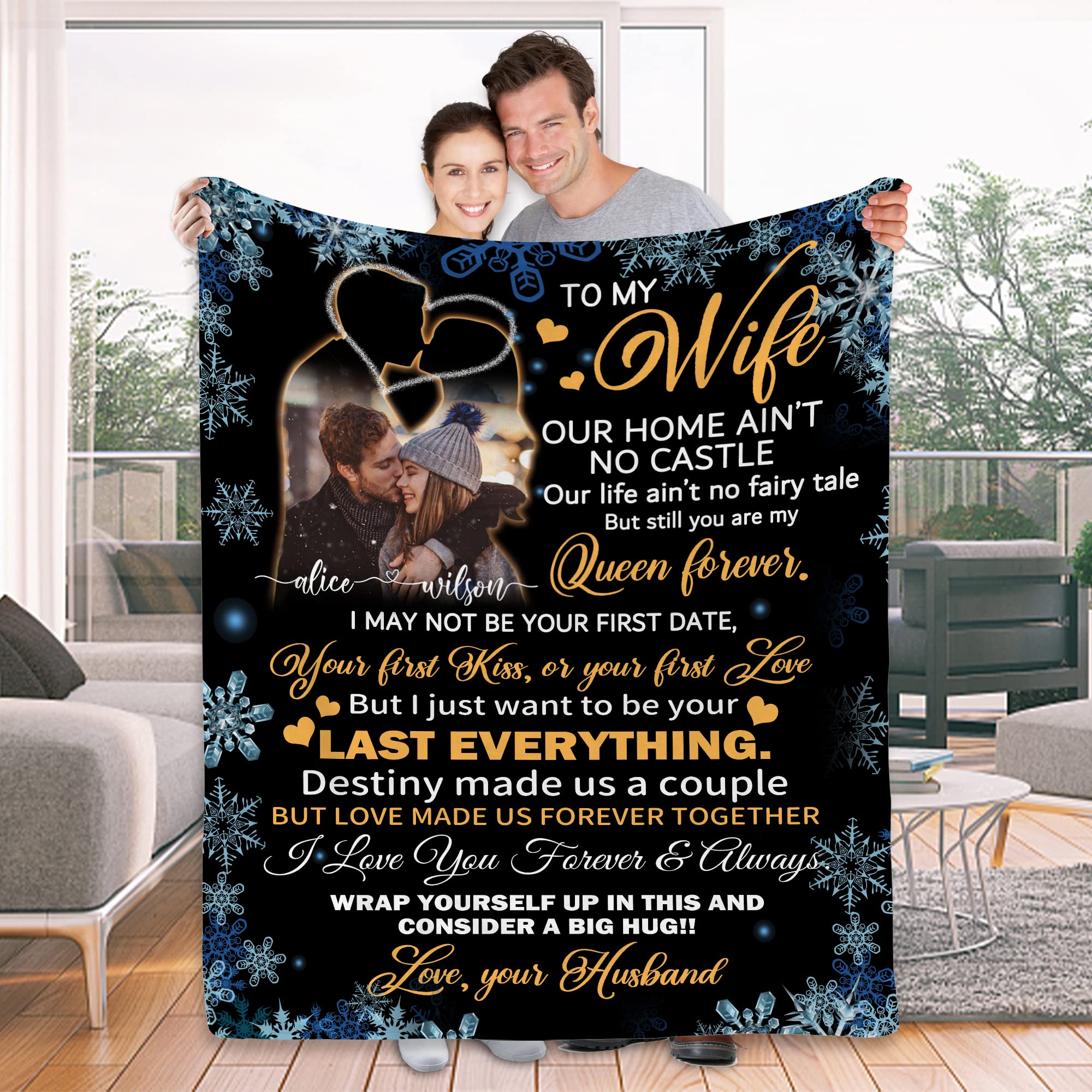 Personalized Custom Photo Blanket with Names - Romantic 