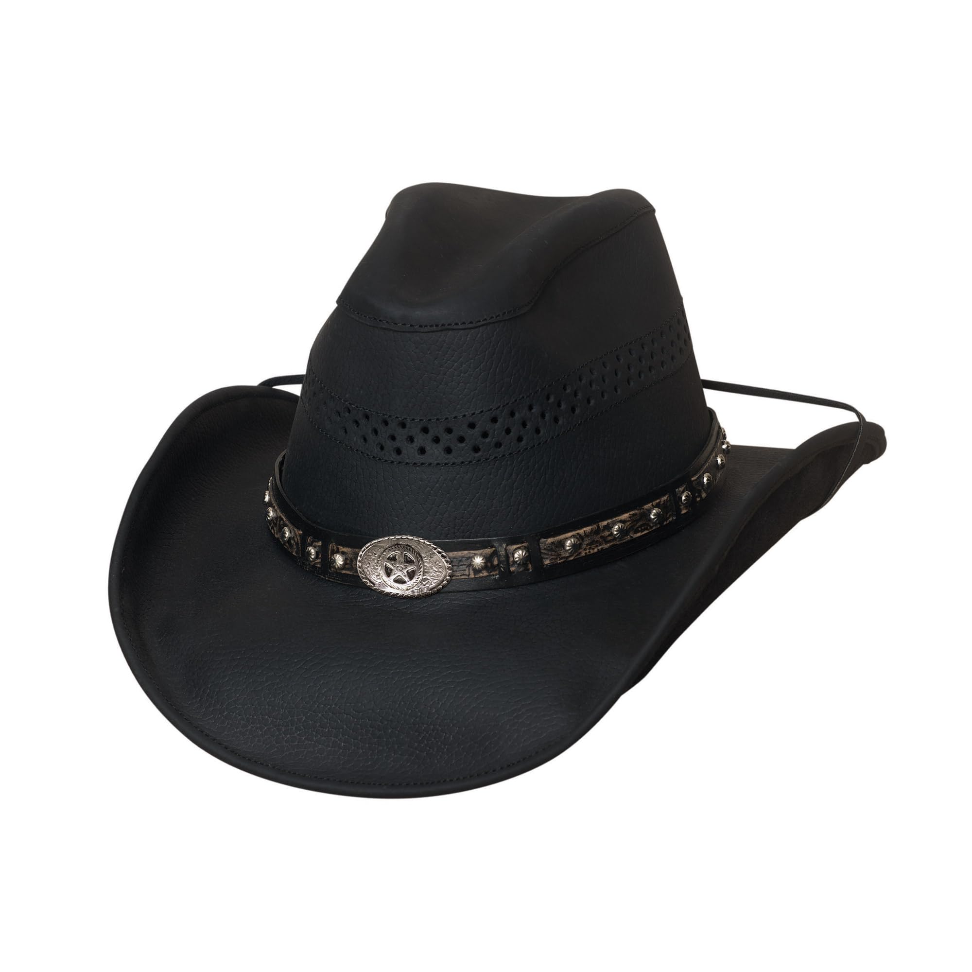 Bullhide Get On Leather Hat Black (XLarge) - Genuine Leather Cowboy Hat for Men - Perfect for Rodeo, Western Rides & Outdoor Adventures