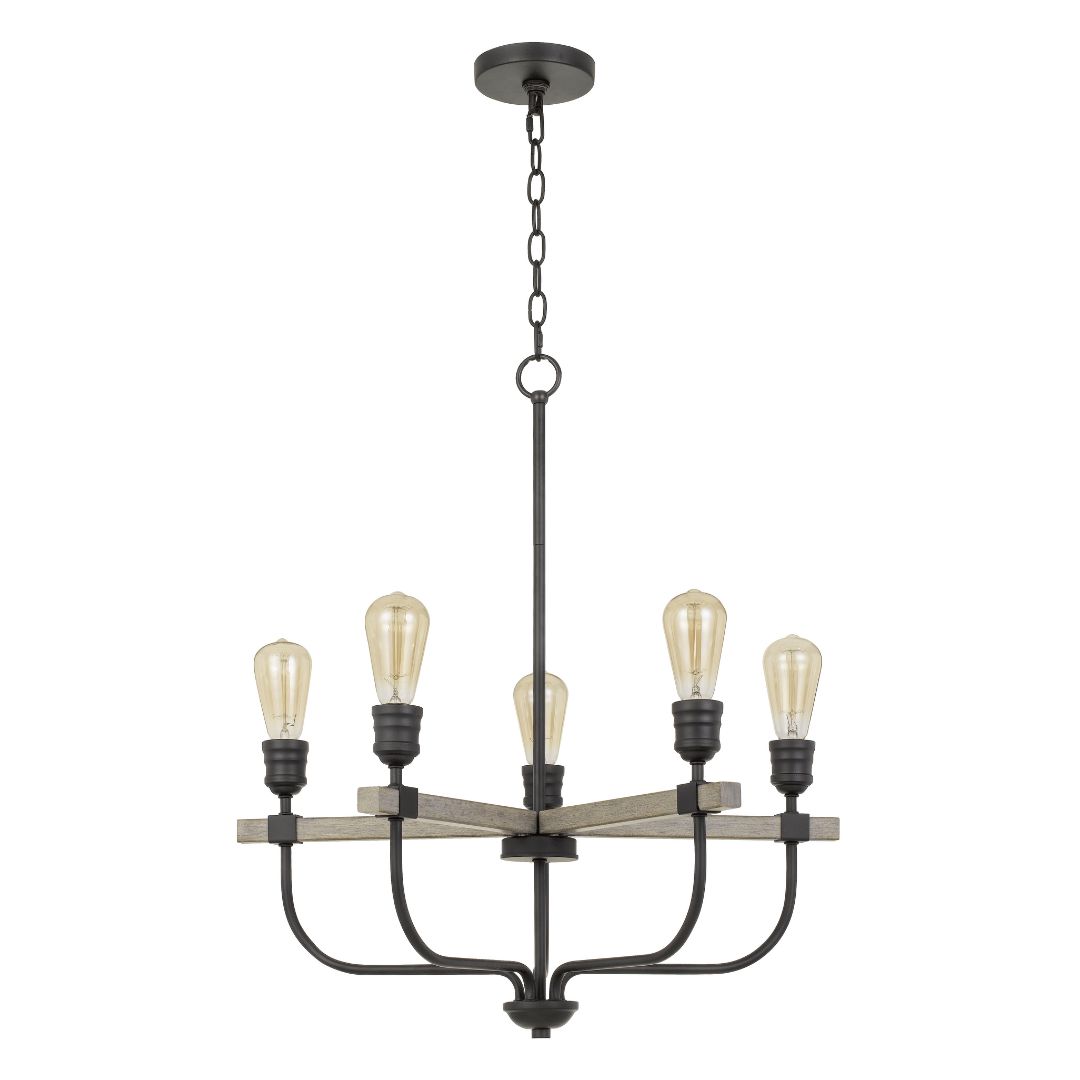 Cal Lighting 60W X 5 Sion Metal Chandelier - Modern Dimmable Ceiling Light Fixture for Dining Room, Living Room & Bedroom Decor