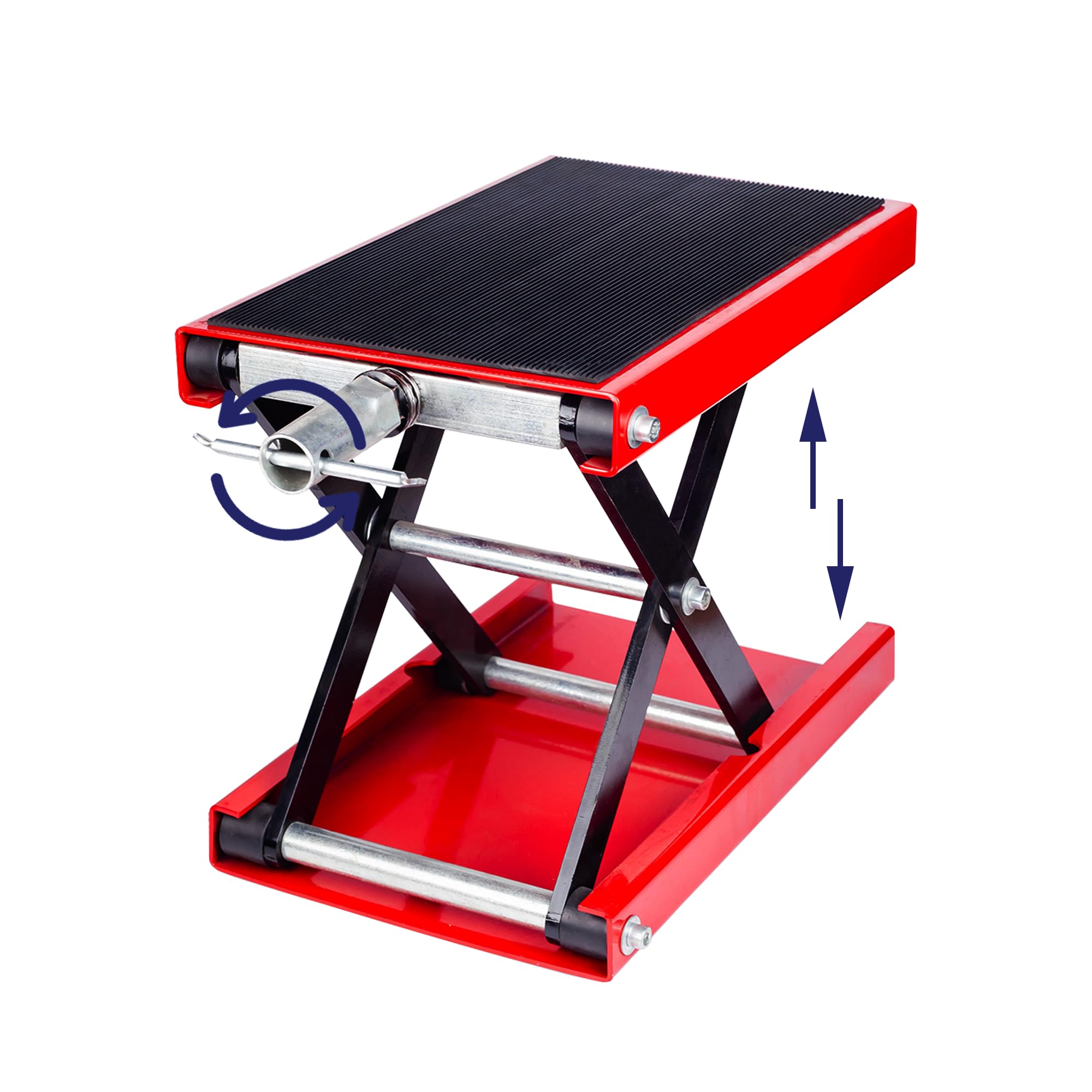 Heavy-Duty Motorcycle Scissor Jack - 1100lb Capacity for Street & Cruiser Bikes - Garage & Workshop Use