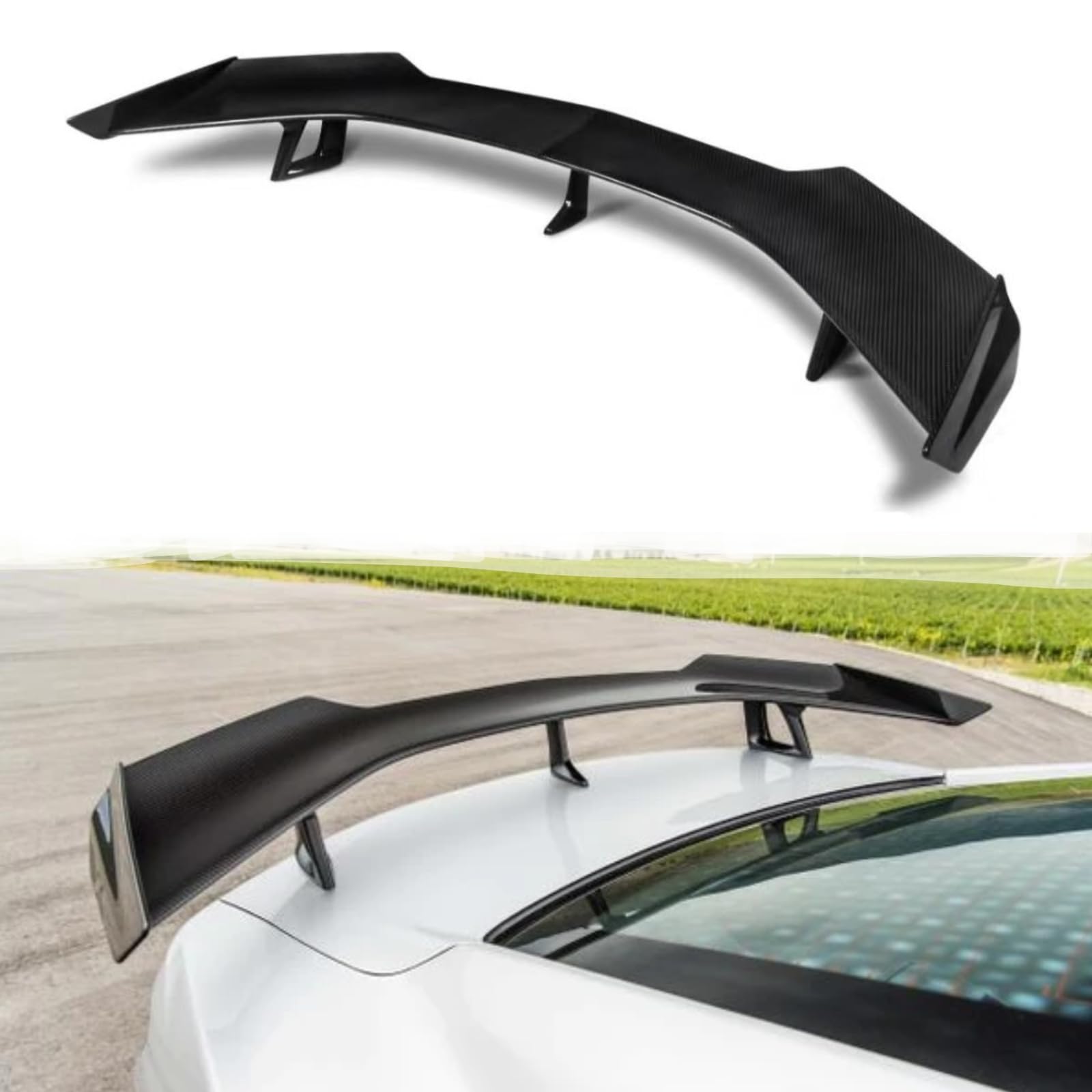 ZL1 1LE Style Carbon Fiber Print Trunk Spoiler Wing Kit for Chevrolet Camaro SS RS LT ZL1 2016-2024 Models | No Drill Installation | Enhances Aerodynamics & Sporty Look for Street Racing & Car Shows