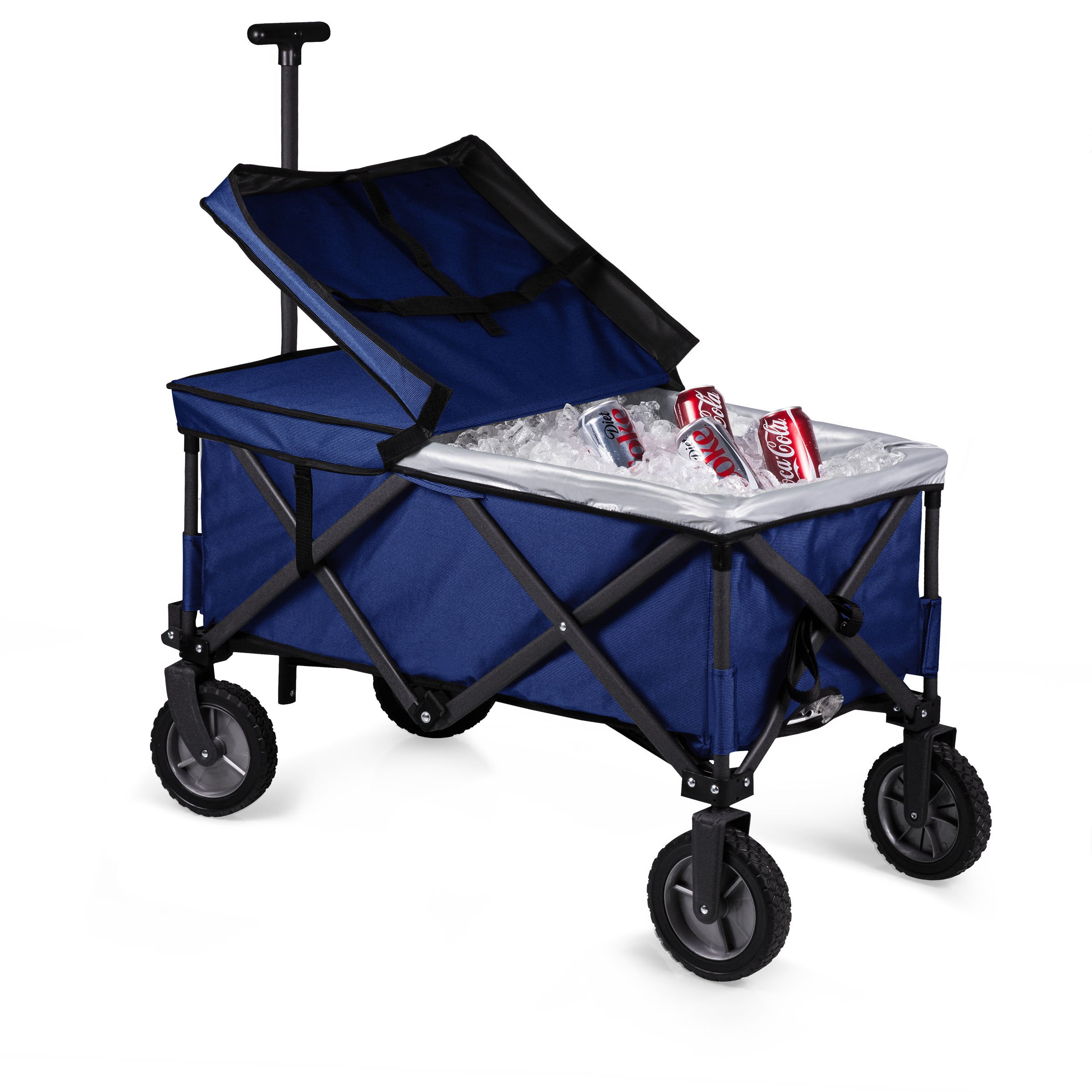 PICNIC TIME Adventure Wagon Elite - Heavy Duty Folding Utility Cart with Table Top Lid & Soft Cooler Liner | Perfect for Beach, Camping, Tailgating, Farmers Market & Outdoor Adventures