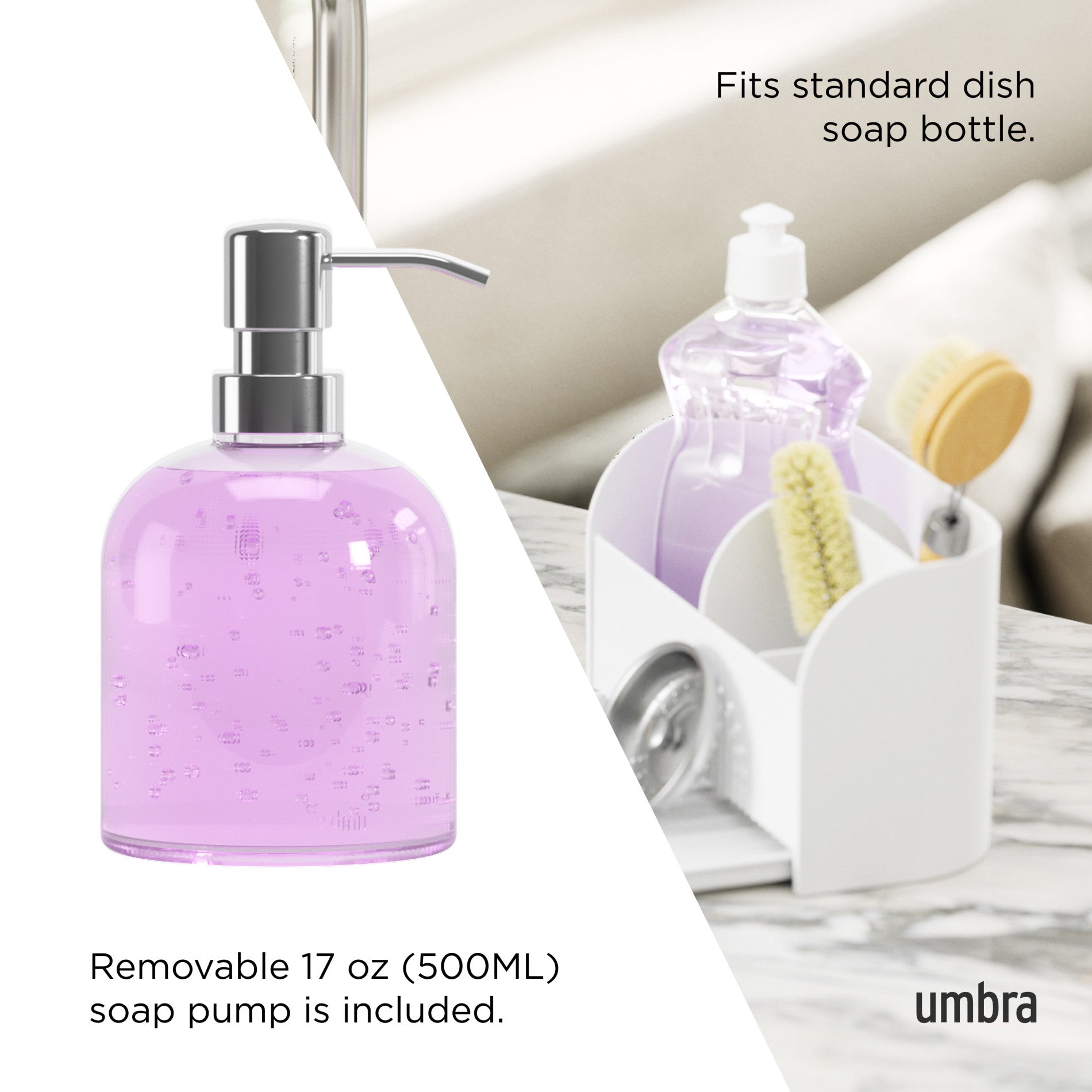 Premium Sling Sink Caddy with Soap Pump - Organize Kitchen & Bathroom Essentials - Perfect for Countertop Storage in Small Spaces