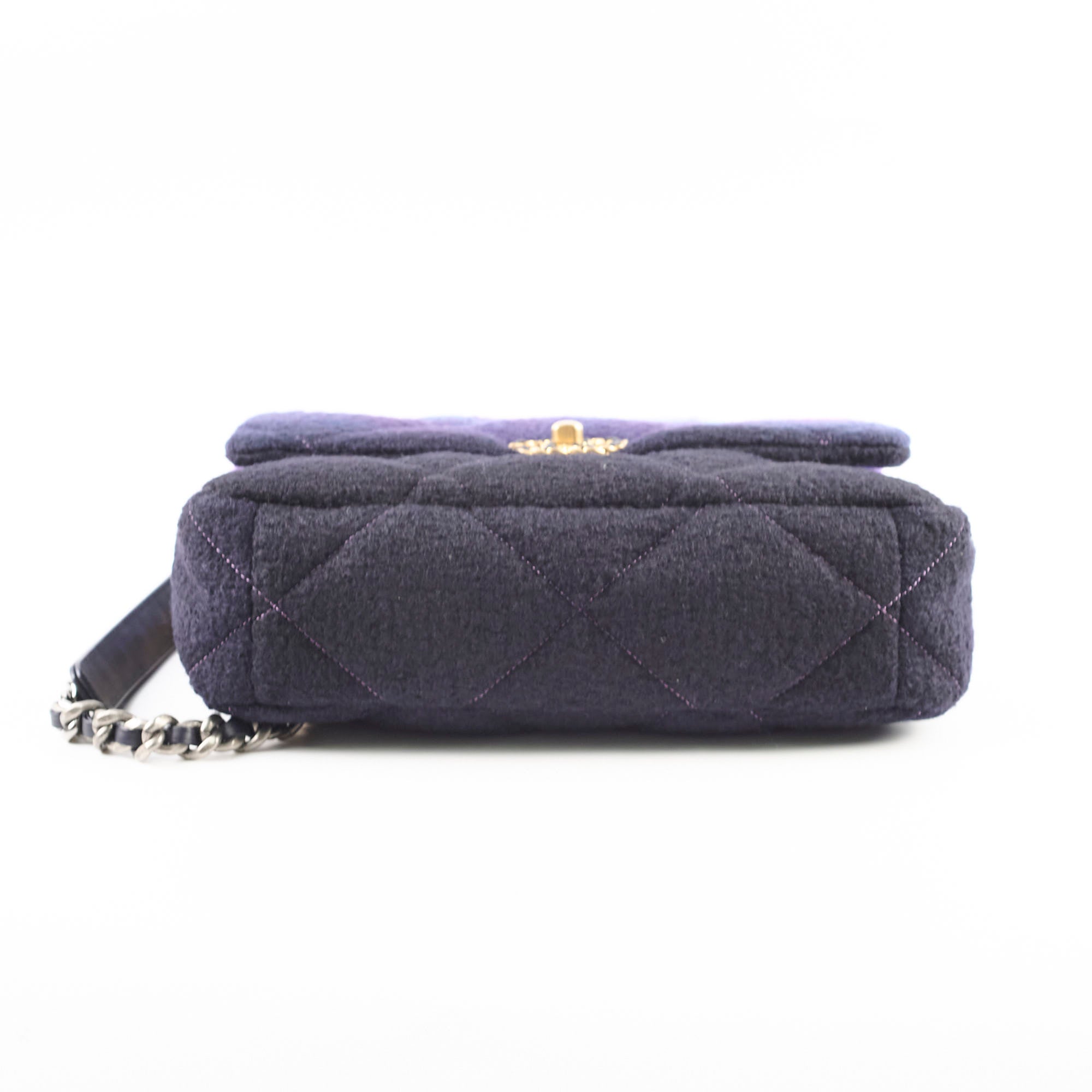 Chanel 19 Large Tweed Ombre Black/Purple Shoulder Bag - Luxury Designer Handbag for Women | Perfect for Evening Events, Parties & Special Occasions
