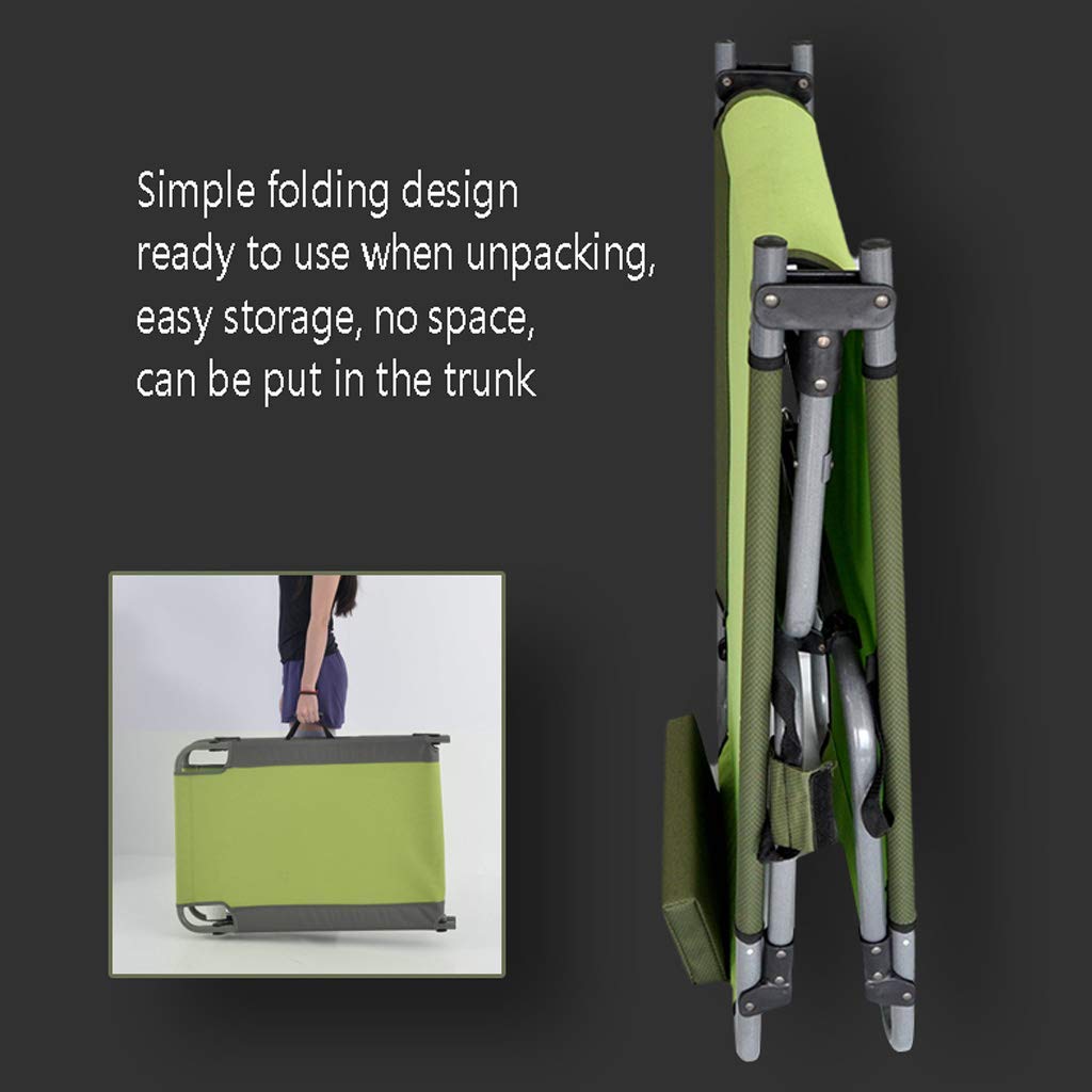 Portable Folding Bed Sun Lounger - Adjustable Reclining Camping Cot for Outdoor, Office & Hospital Use - Heavy Duty 224kg Capacity with Removable Pillow - Perfect for Travel, Beach, Guest Room & Emergency Situations