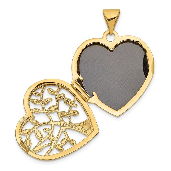 14K Solid Yellow Gold Tree of Life Heart Locket Necklace - Personalized Photo Pendant Charm for Women - Perfect Gift for Anniversary, Birthday & Valentine's Day - Jewelry for Special Occasions & Everyday Wear