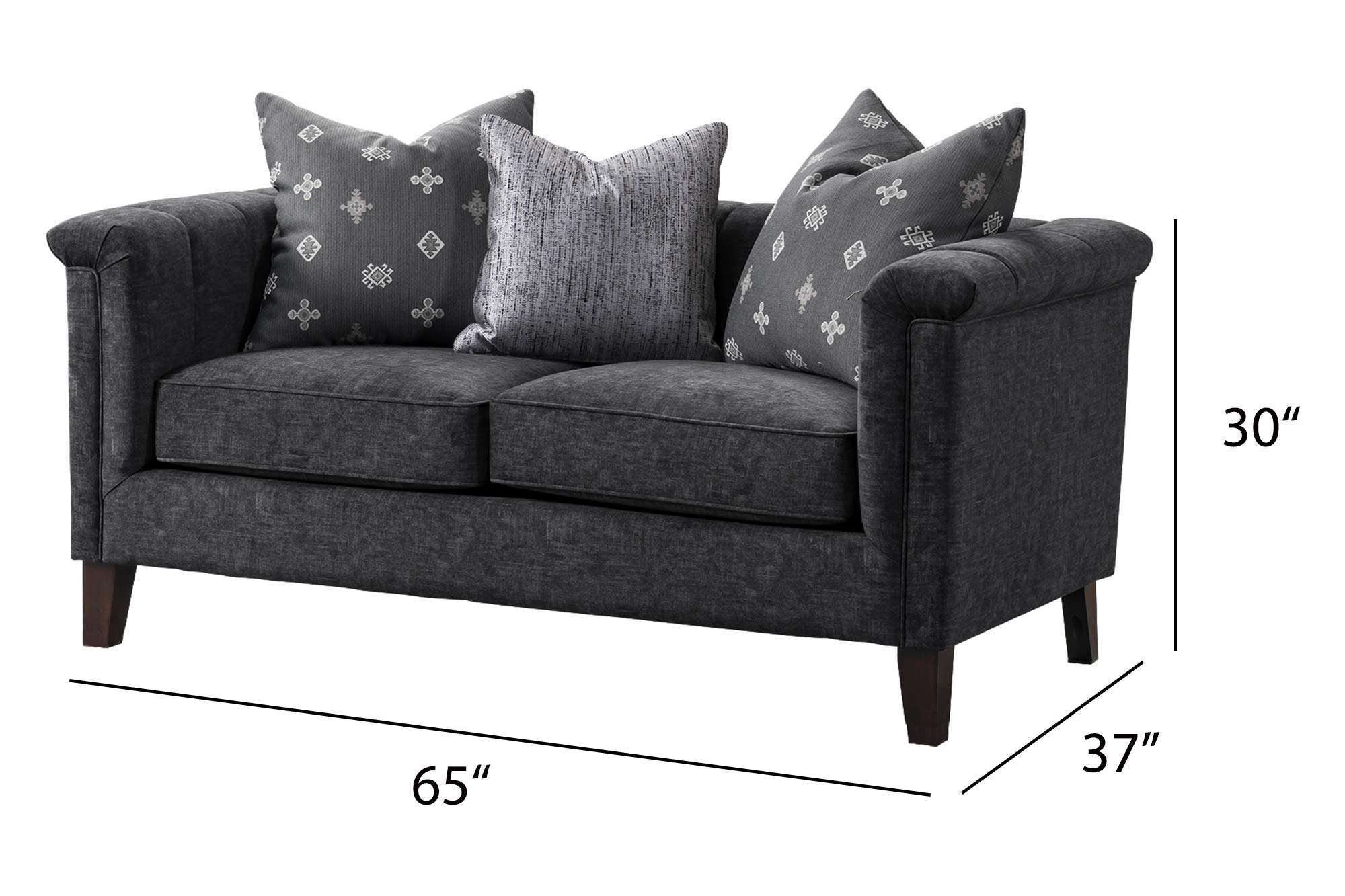 Luxury Velvet Channel Tufted Loveseat Sofa - 65