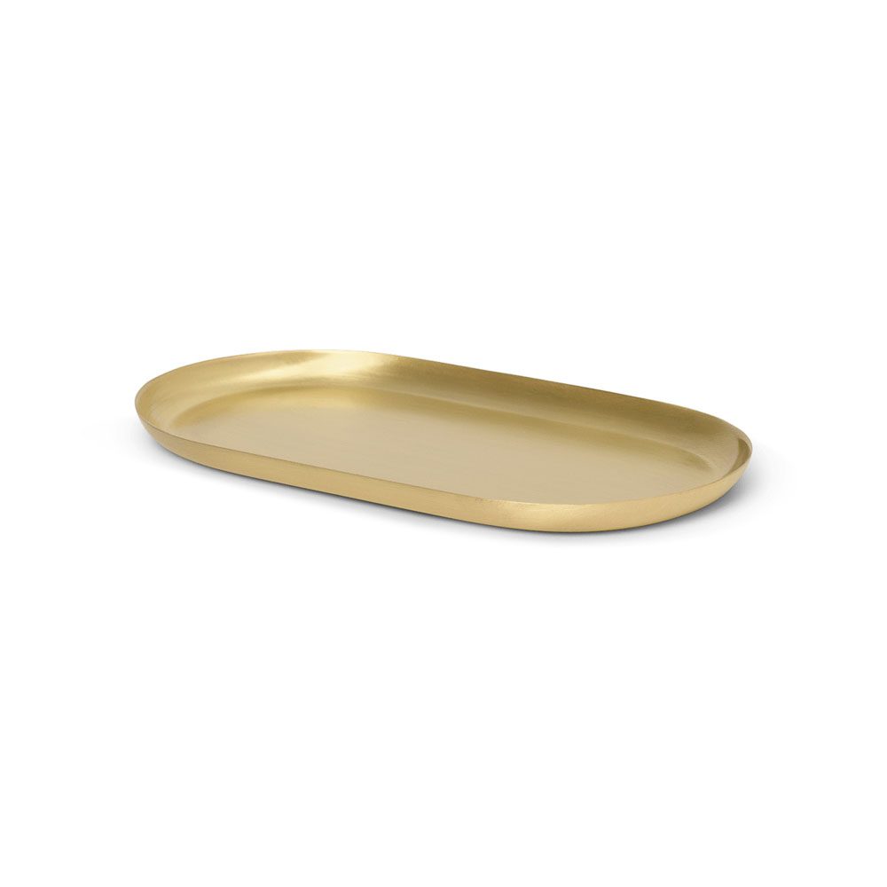 FERM LIVING Basho Oval Tray in Brass - Elegant Serving Tray for Dining, Bathroom Organization & Home Decor