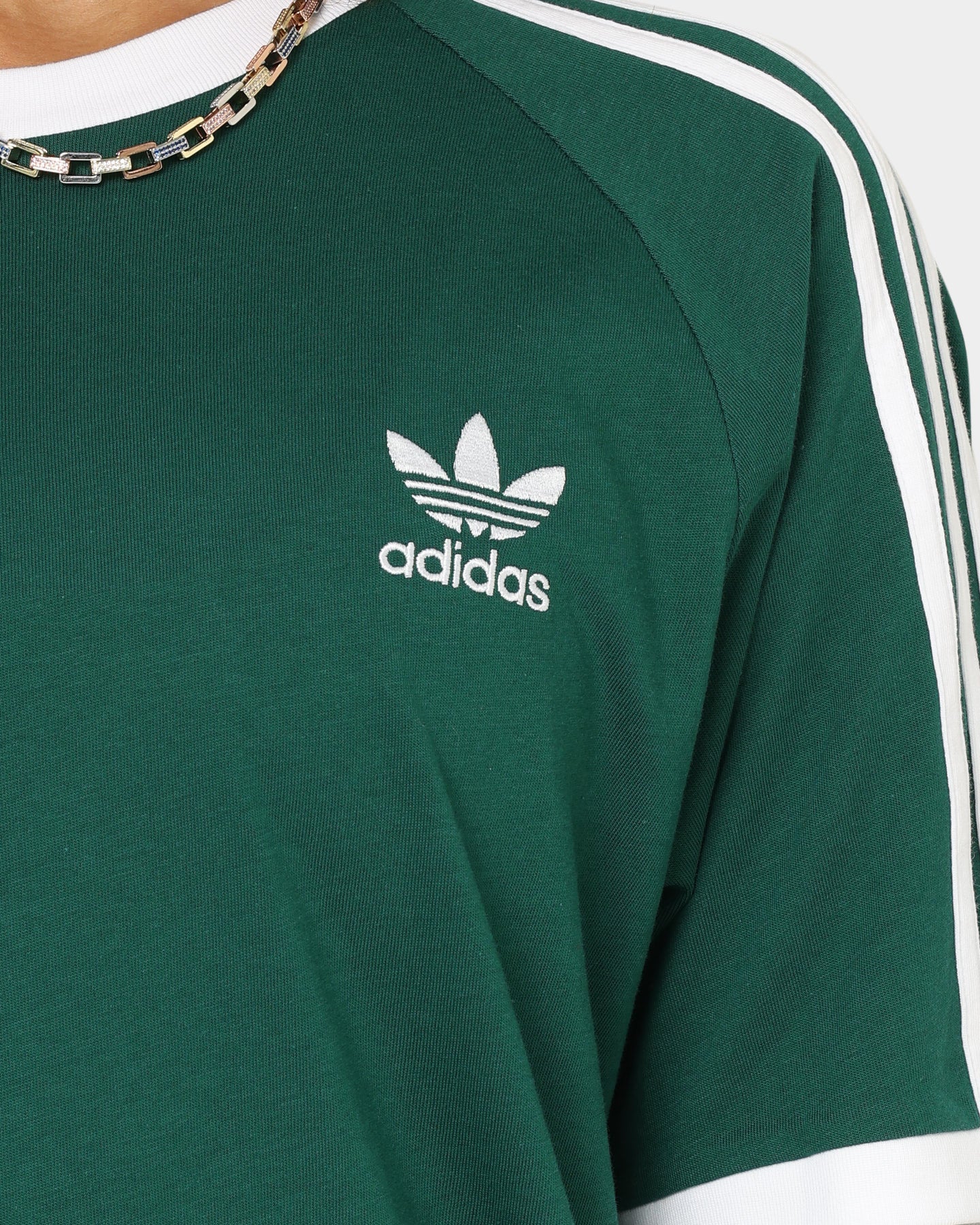 Adidas Adicolor Classic 3 Stripes T-Shirt - Men's Casual Cotton Tee for Streetwear & Everyday Outfits - Collegiate Green