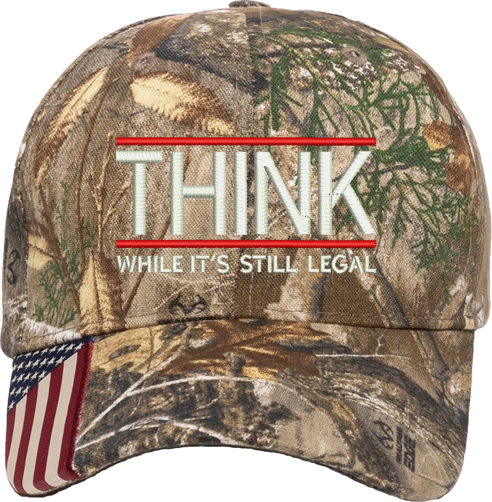 Think While It's Still Legal FJB Embroidered Adjustable Baseball Cap - One Size Fits All with US Flag & Camouflage Design - Perfect for Political Rallies, Outdoor Events & Patriotic Showcases